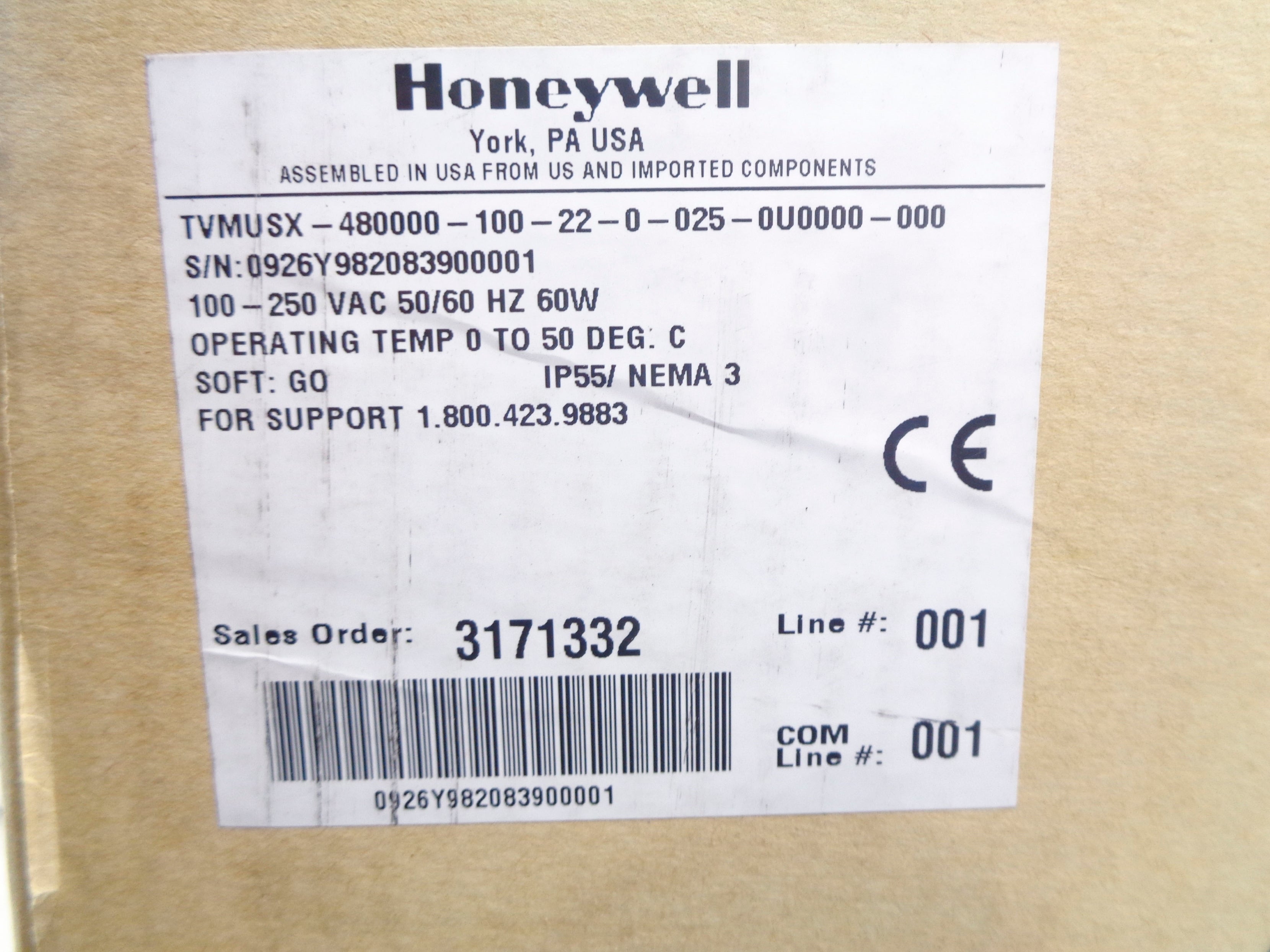 HONEYWELL TVMUSX-480000-100-22-0-025-0U0000-000 NSMP
