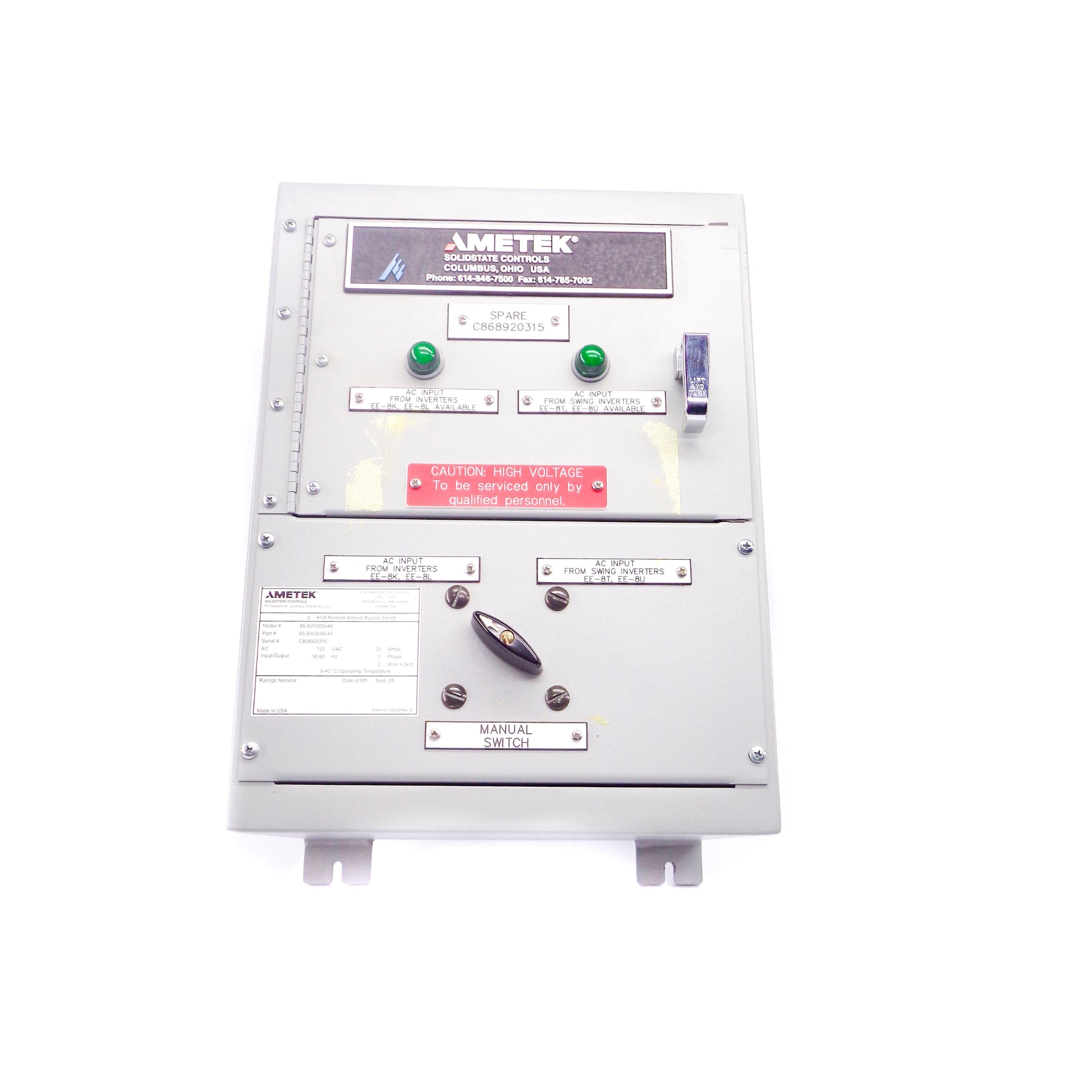 AMETEK 85-SW0050-49 UNMP