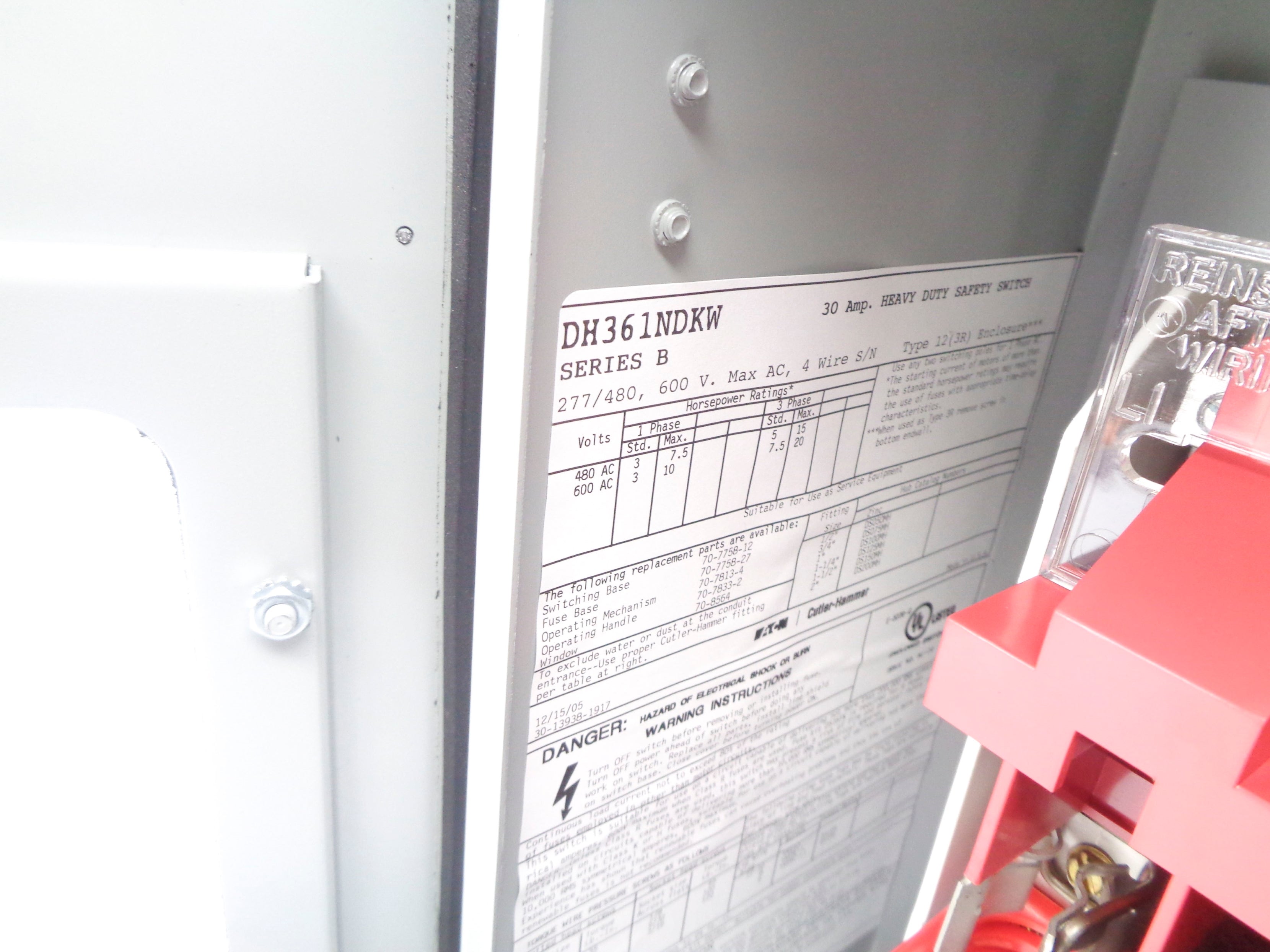 CUTLER HAMMER DH361NDKW SER. B UNMP