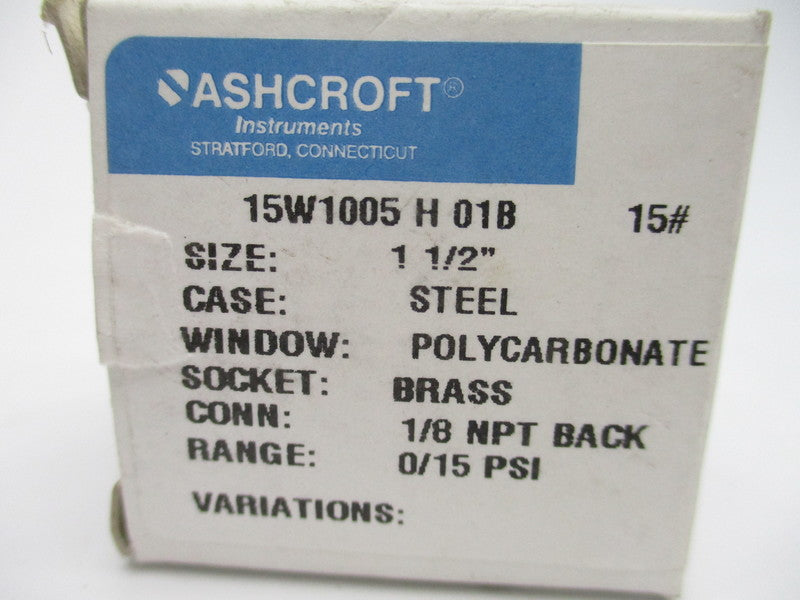 ASHCROFT 15W1005H01B NSMP