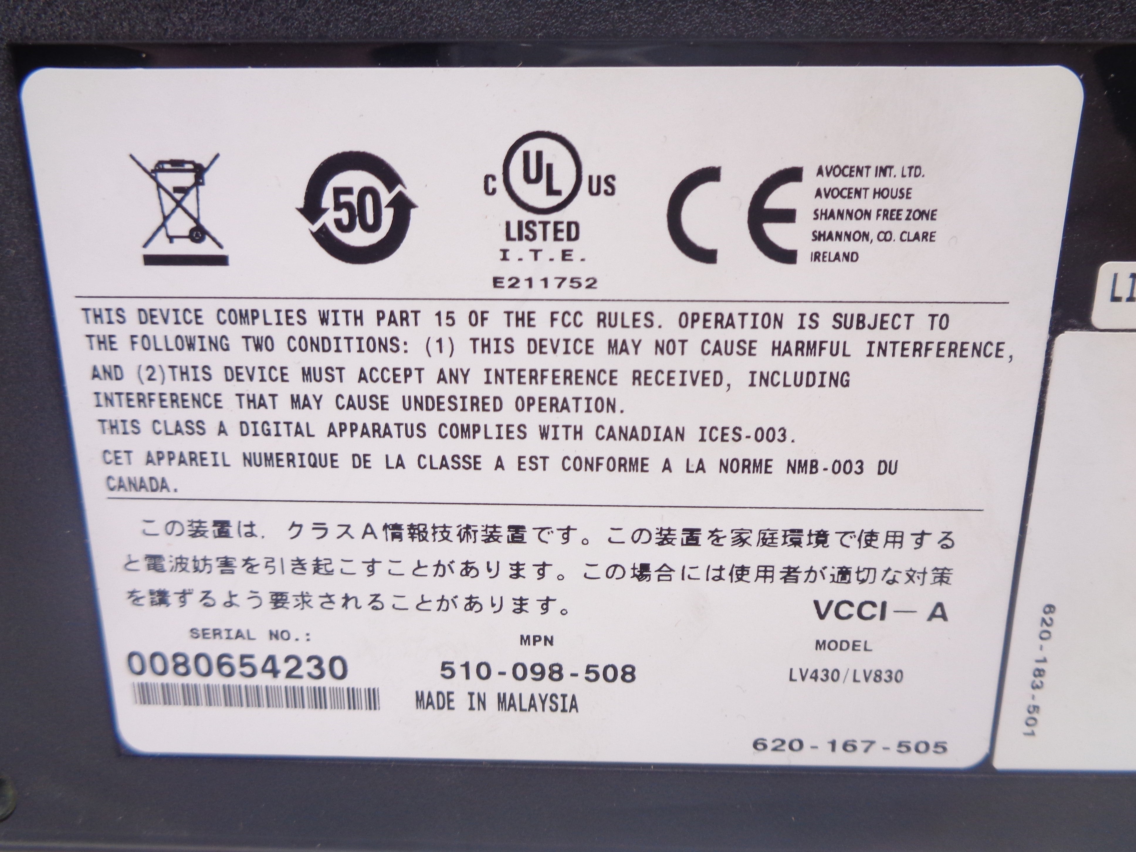 AVOCENT 510-098-508 NSNP