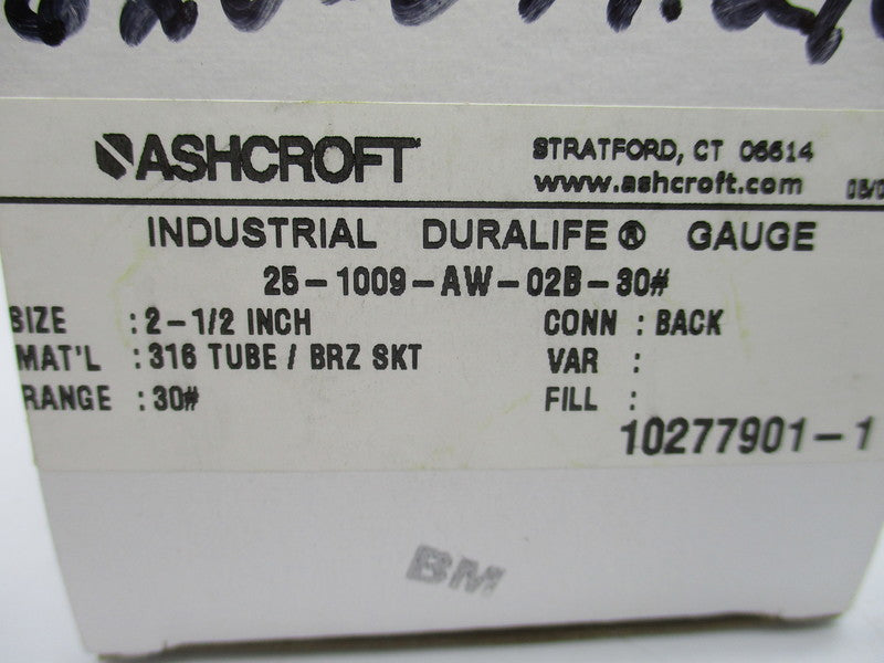 ASHCROFT 25-1009-AW-02B-30# NSMP