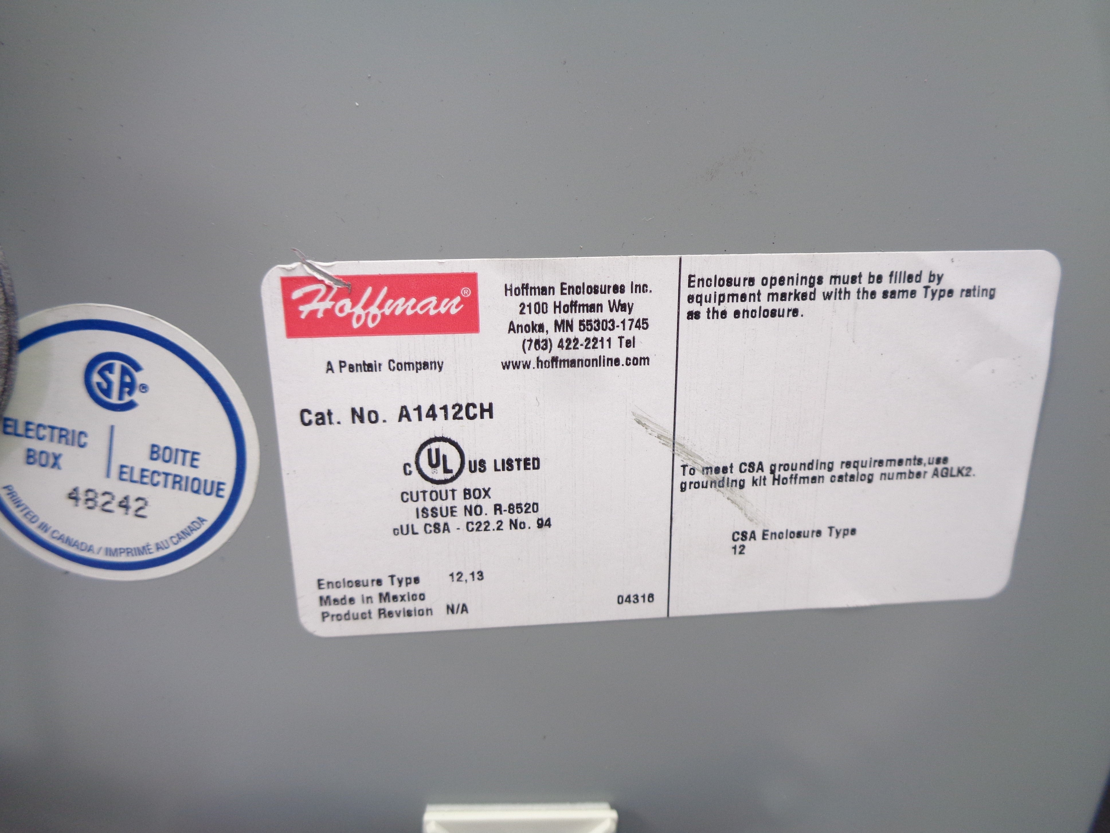 HOFFMAN A1412CH (AS PICTURED) UNMP