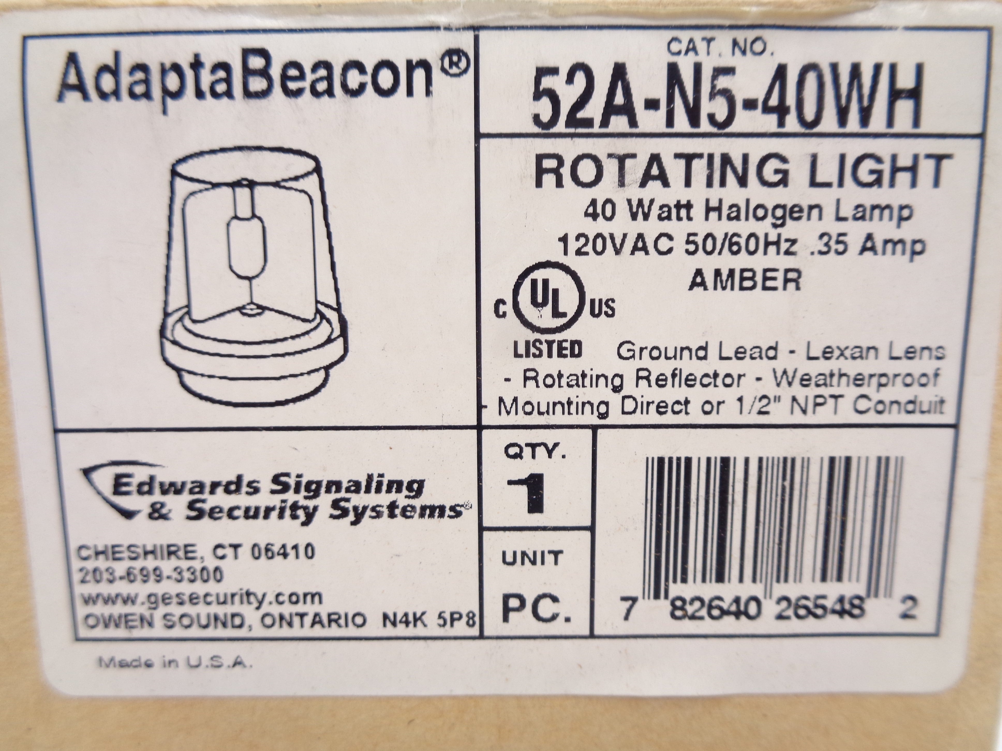 EDWARDS SIGNALING 52A-N5-40WH 120VAC .35A NSMP
