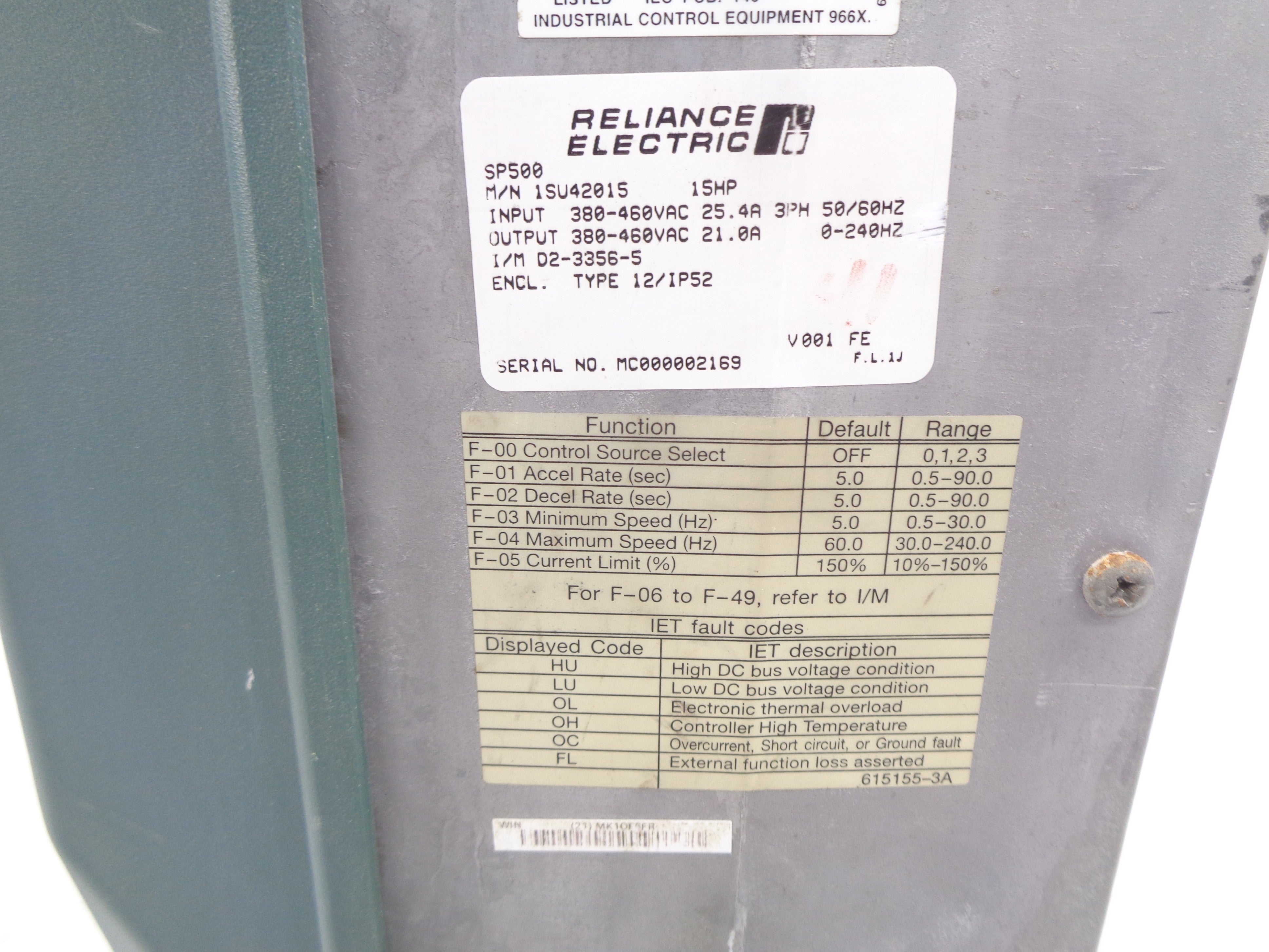 RELIANCE ELECTRIC 1SU42015 UNMP