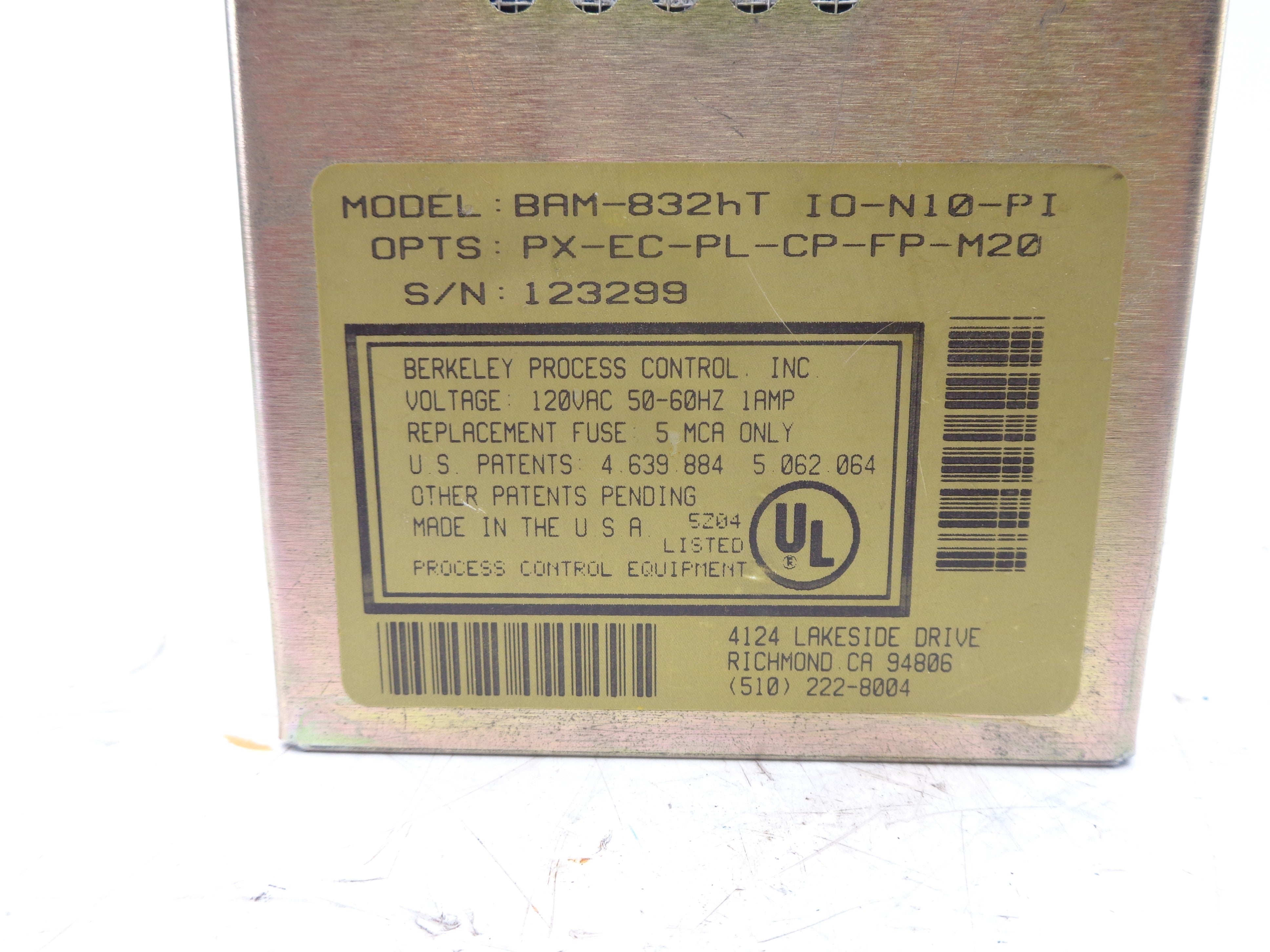 BERKELEY PROCESS CONTROL BAM-832HT UNMP