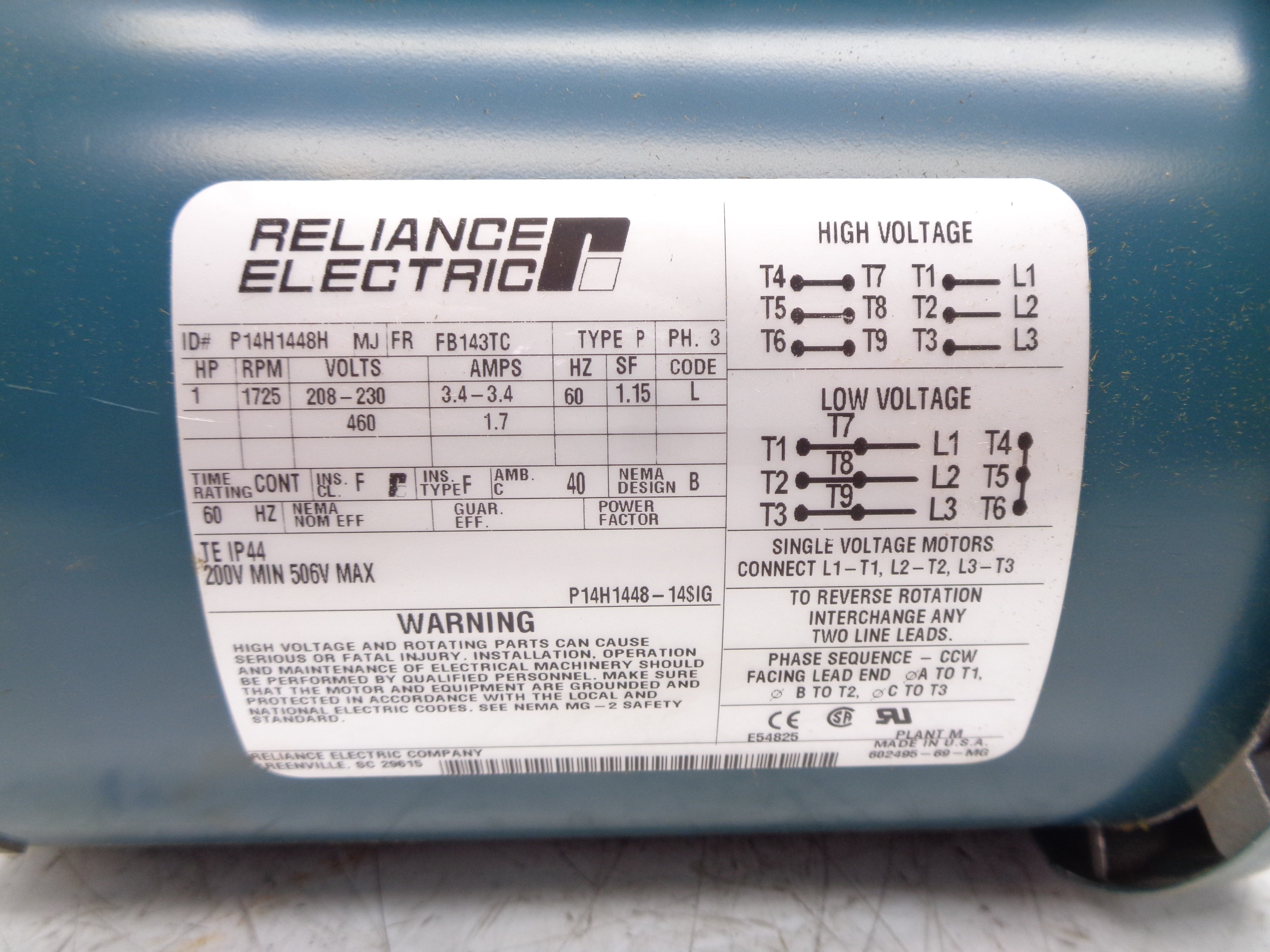 RELIANCE ELECTRIC P14H1448H NSNP