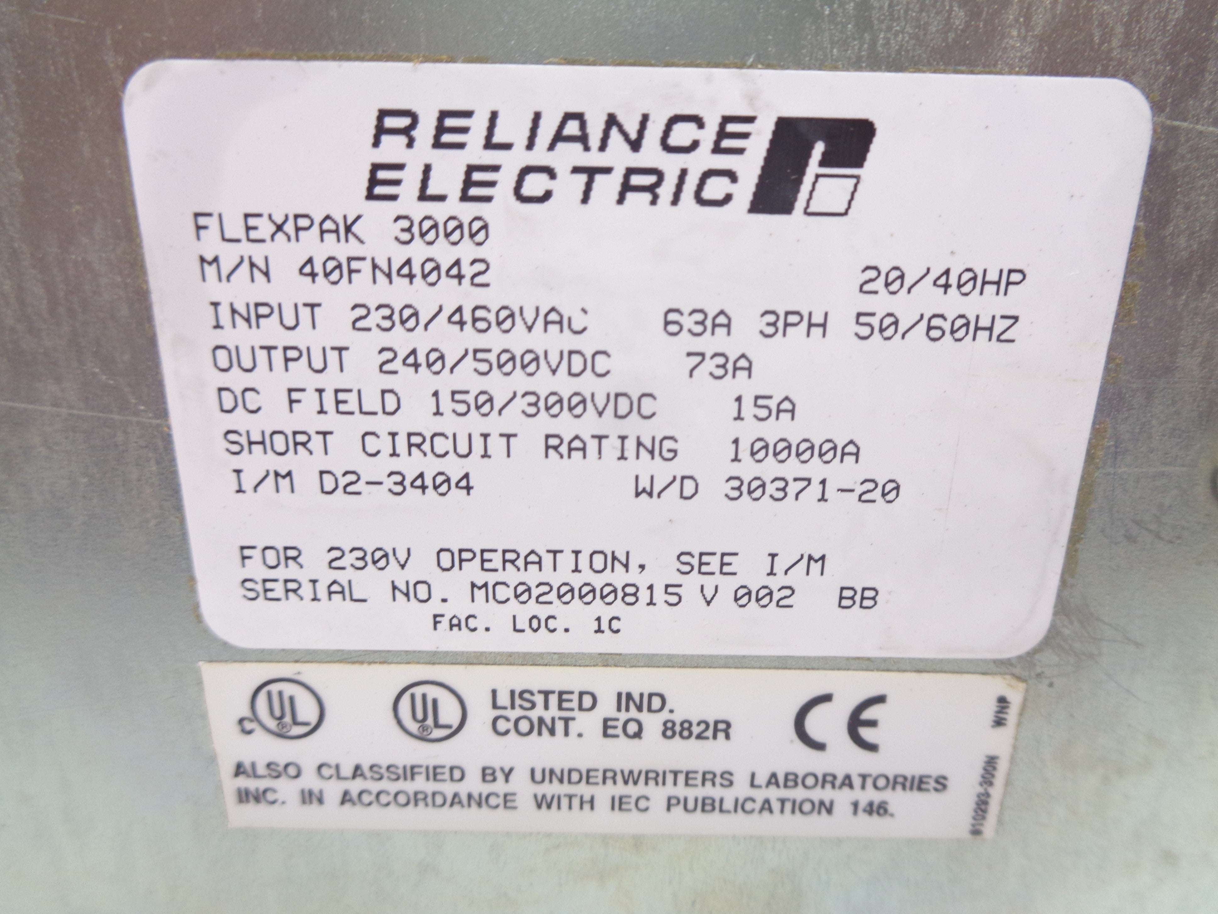 RELIANCE ELECTRIC 40FN4042 NSNP