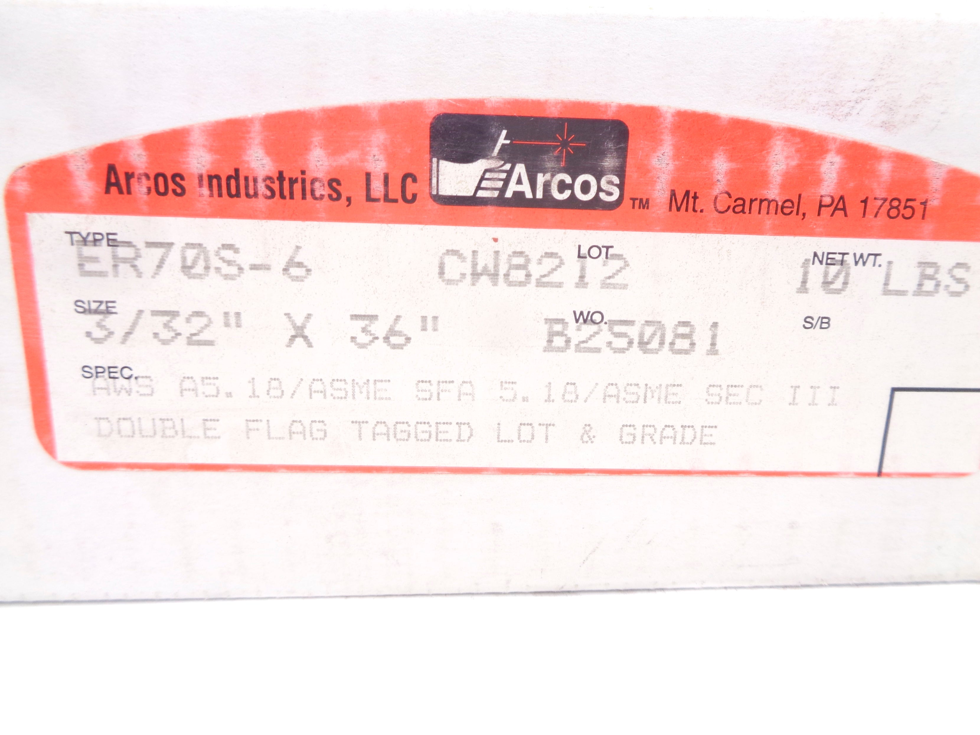 ARCOS ER70S-6 10LBS 3/32X36" NSMP