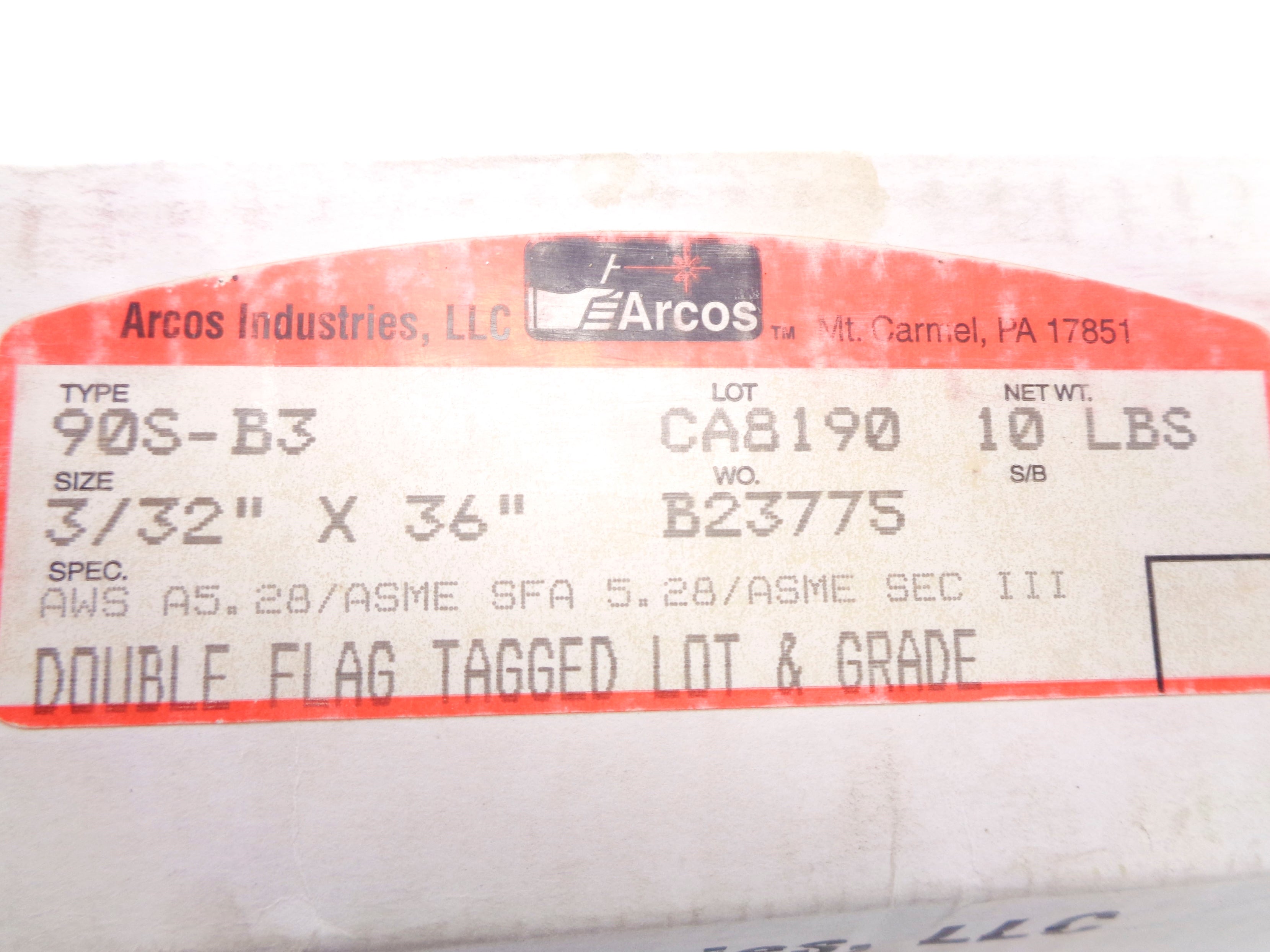 ARCOS 90S-B3 10LBS 3/32X36" NSMP