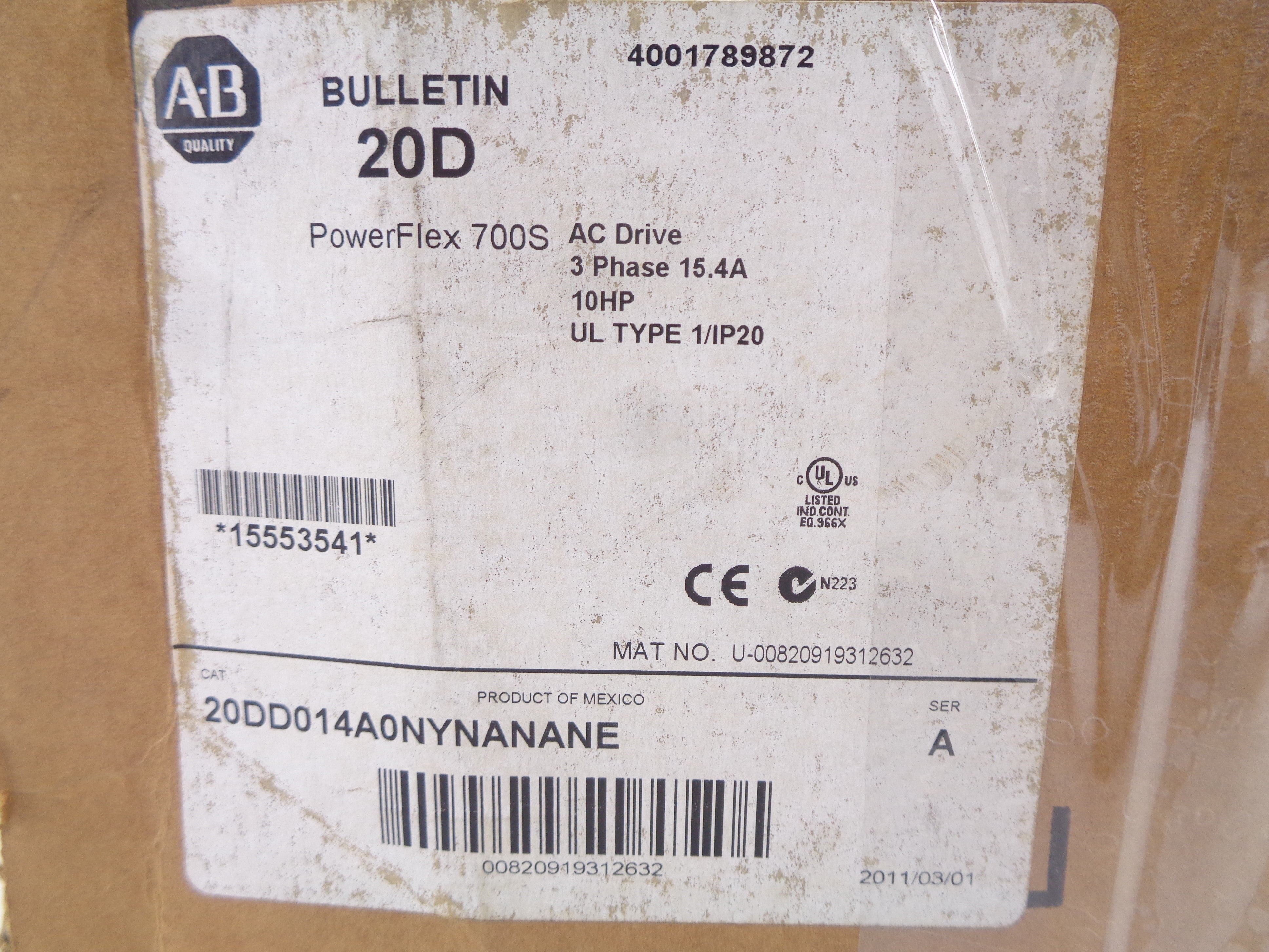 ALLEN BRADLEY 20DD014A0NYNANANE SER. A NSMP