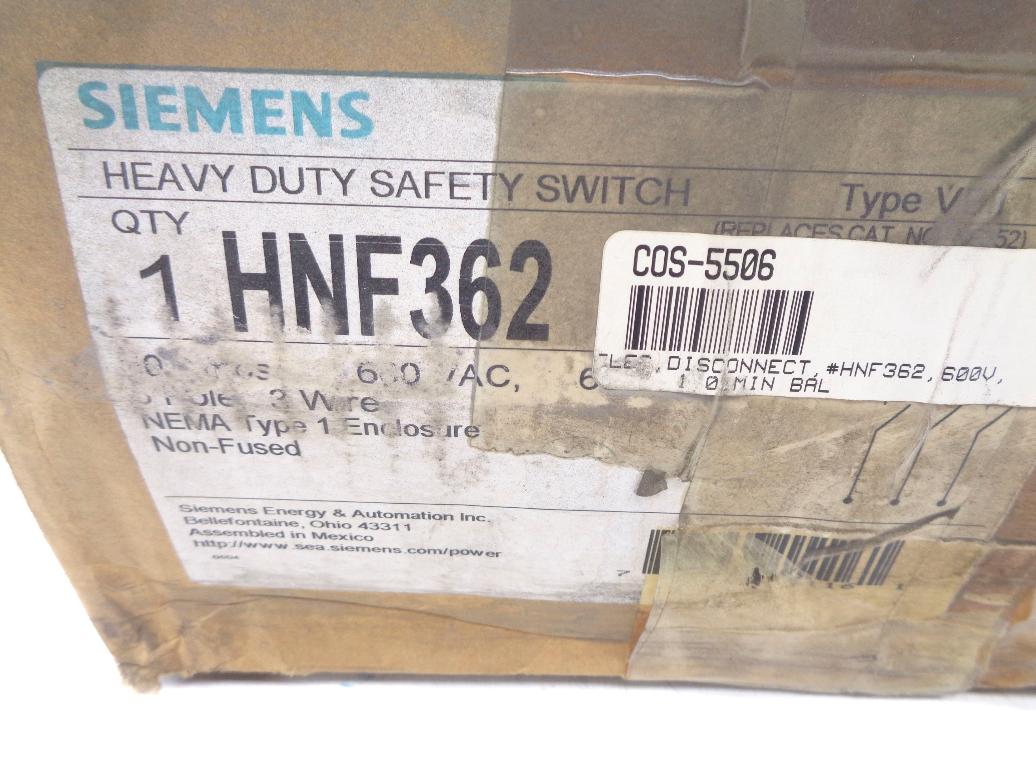 SIEMENS HNF362 600V 60A NSMP