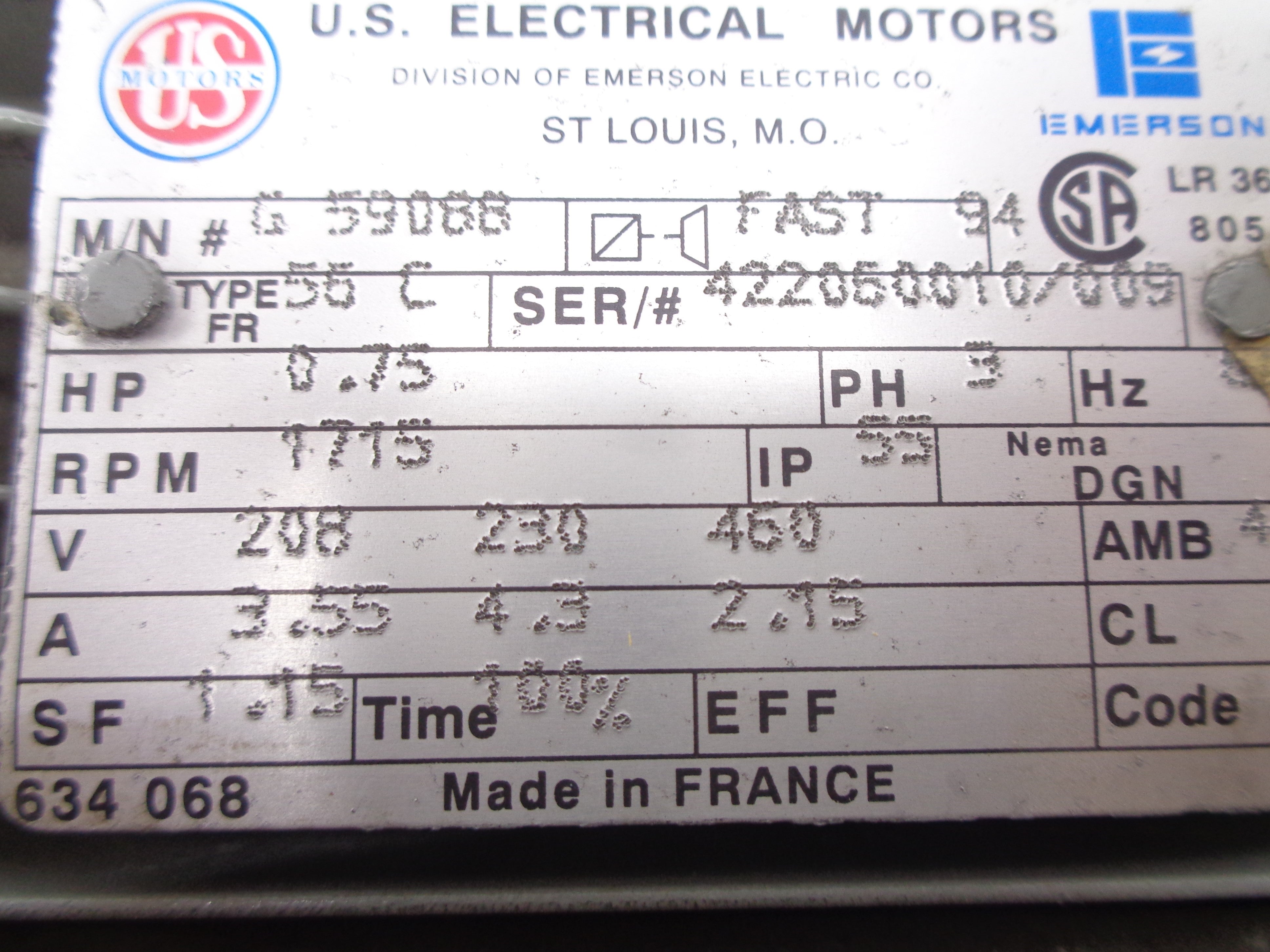 US ELECTRICAL G59088 NSNP