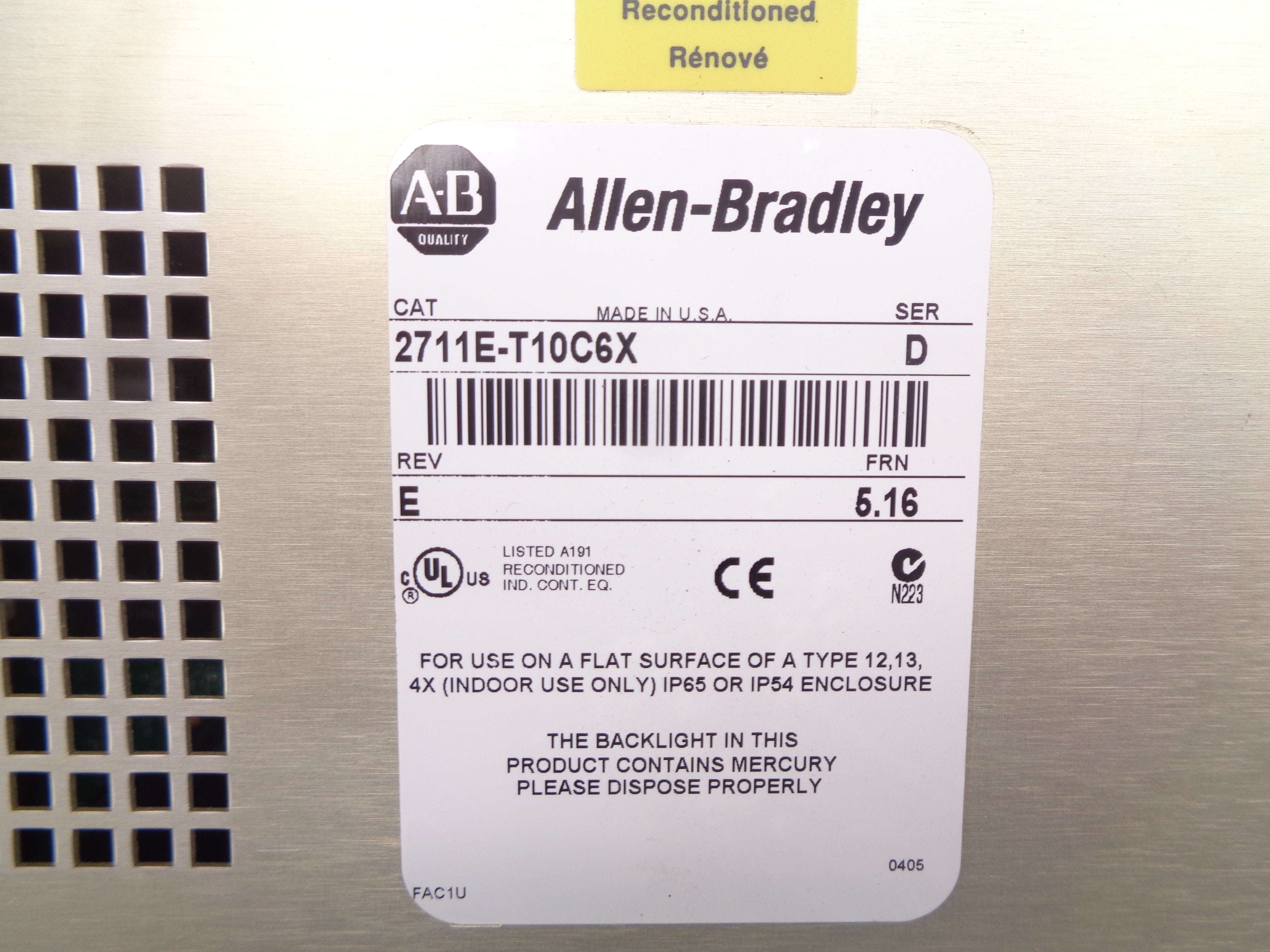 INDUSTRIAL SPARE PART 2711E-T10C6X SER. D F/W 5.16 REMAN
