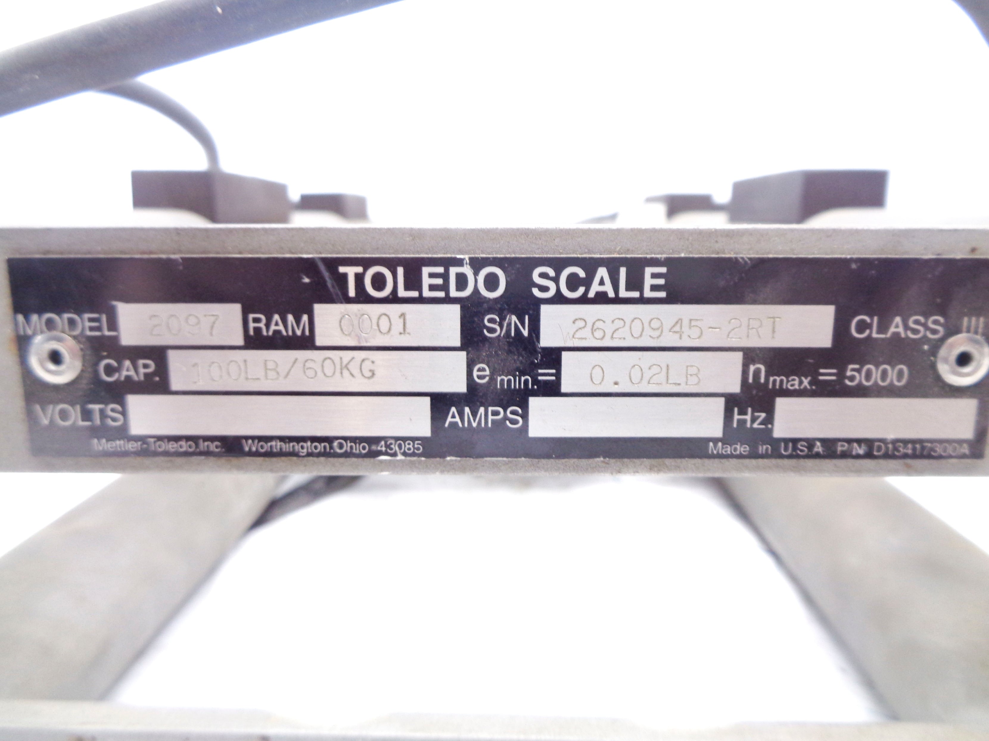 TOLEDO SCALE 2097-0001 (AS PICTURED) UNMP