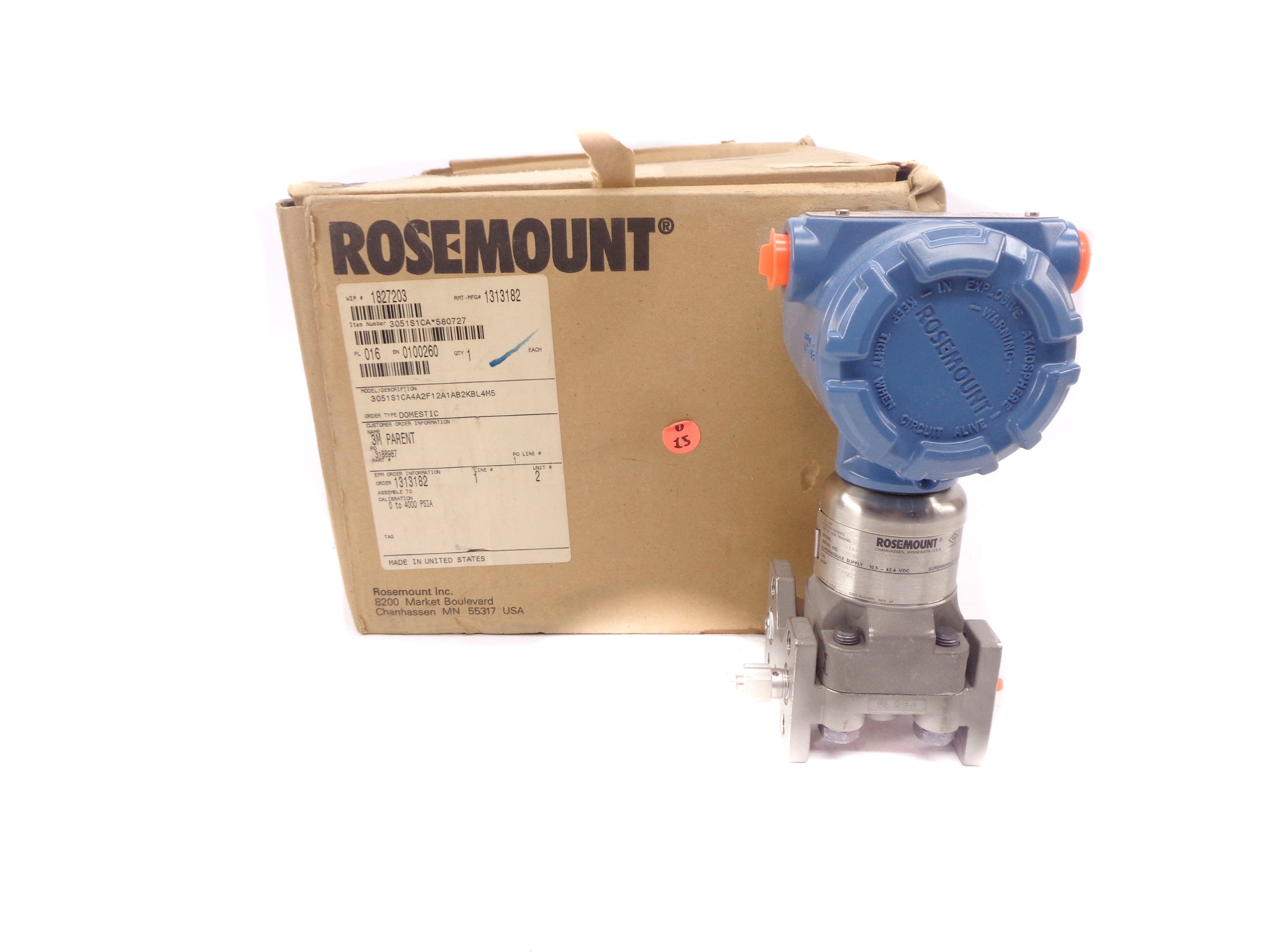 ROSEMOUNT 3051S1CA4A2F12A1AB2KBL4M5 4000PSI NSMP
