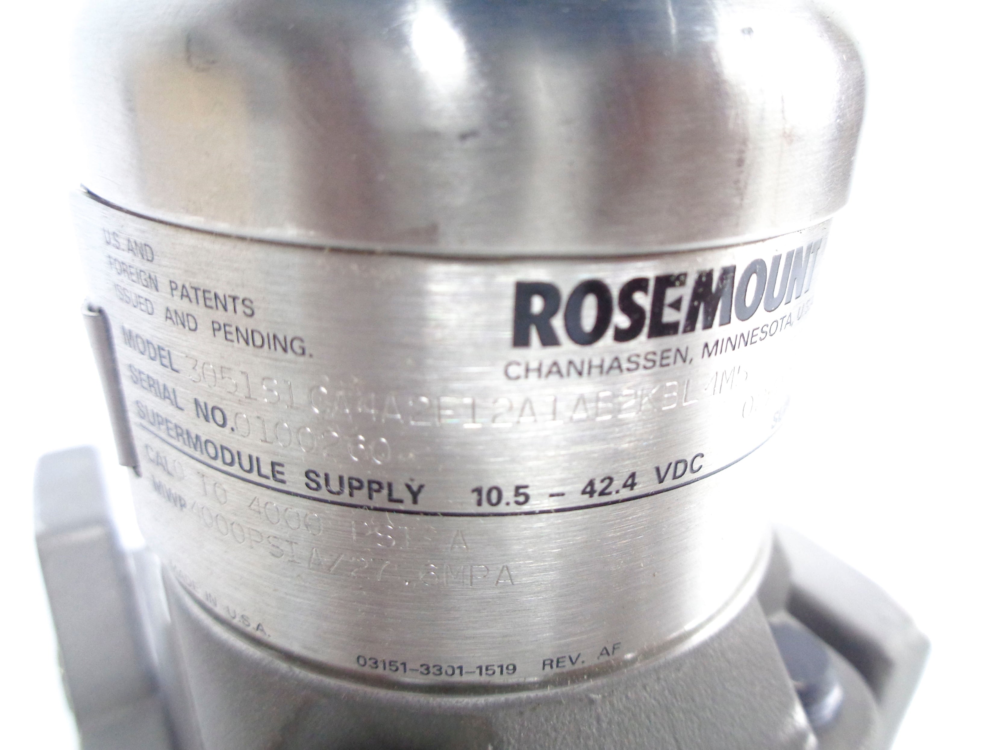 ROSEMOUNT 3051S1CA4A2F12A1AB2KBL4M5 4000PSI NSMP
