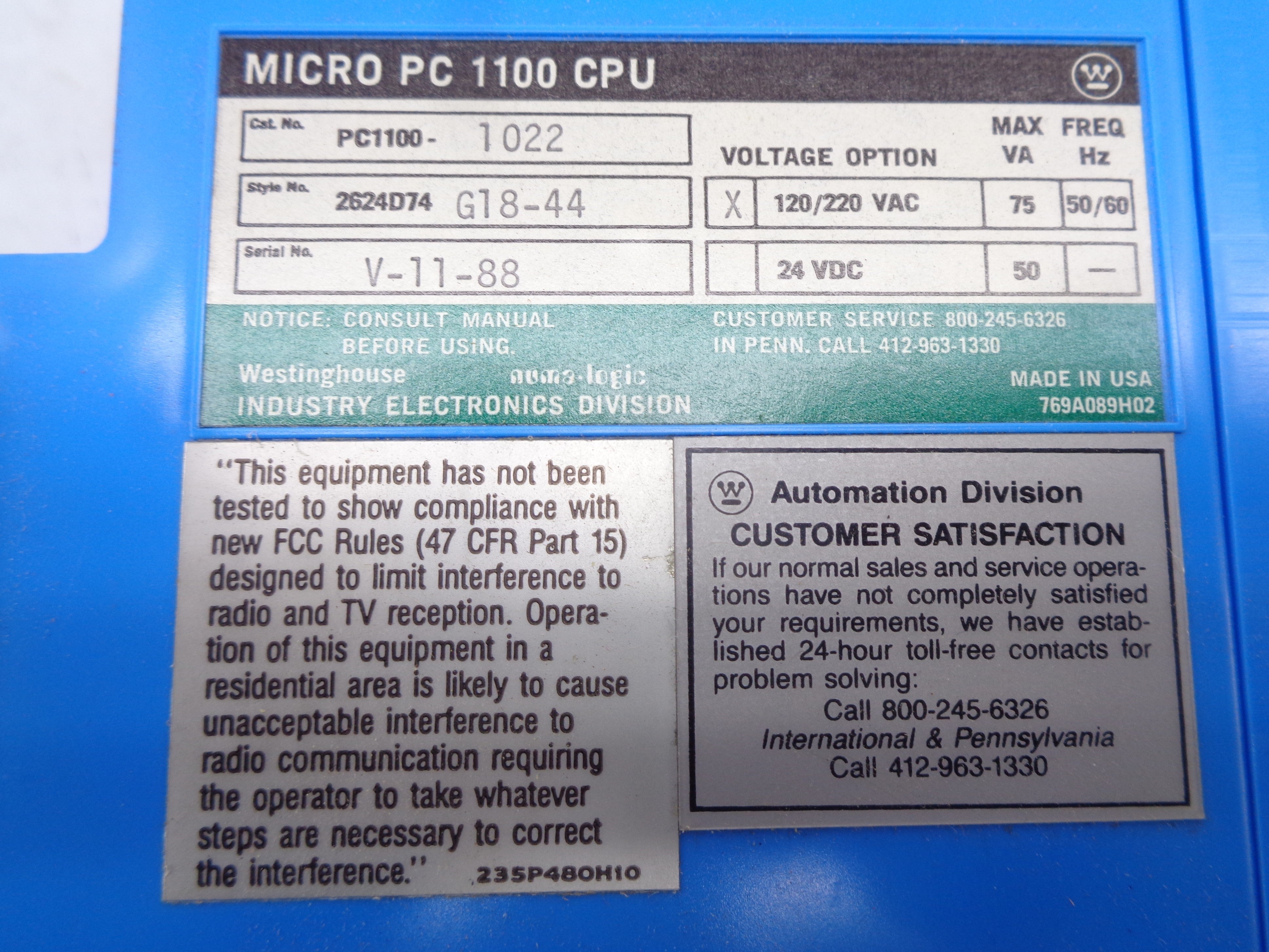 WESTINGHOUSE PC1100-1022 NSNP