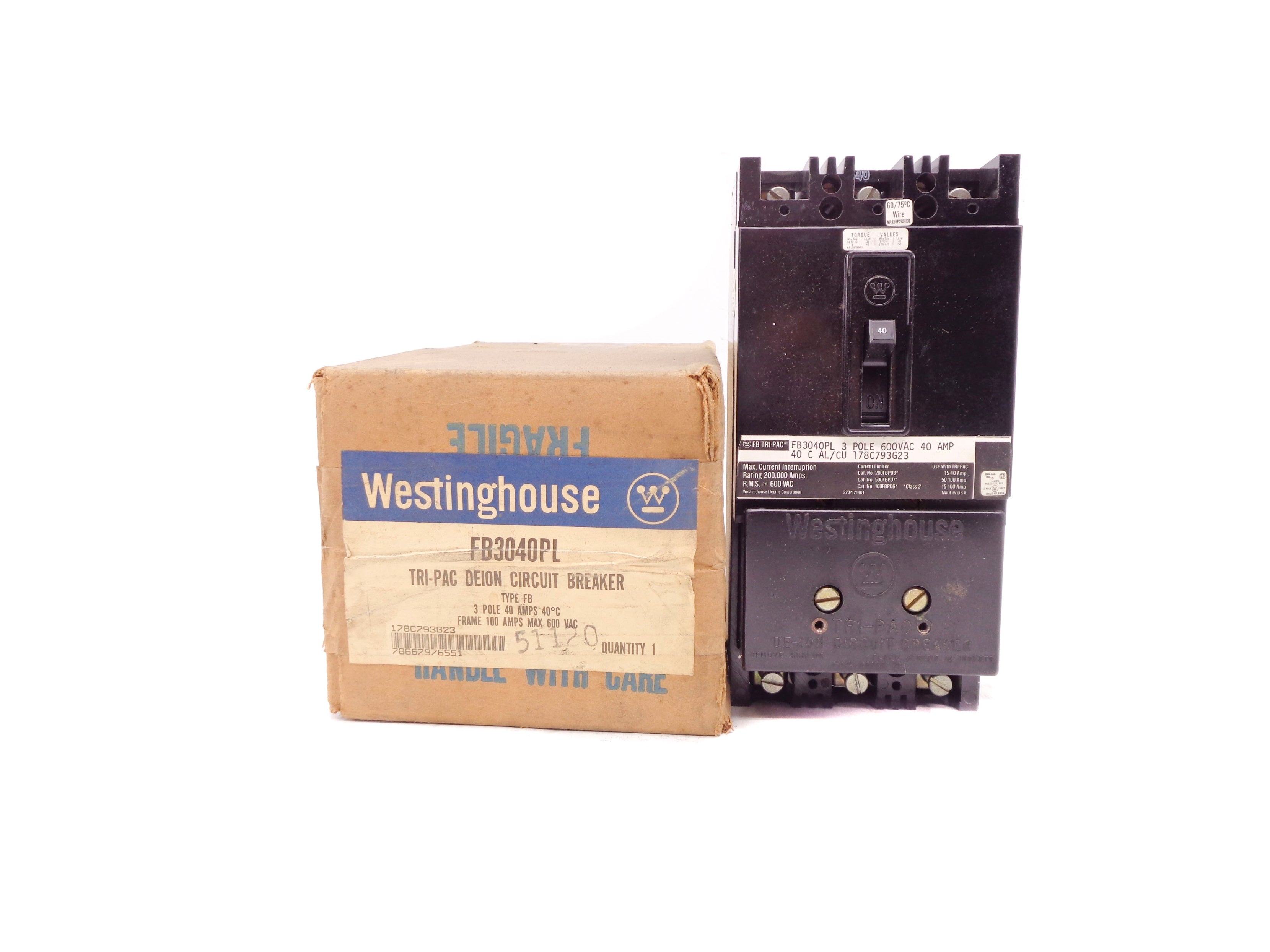 WESTINGHOUSE FB3040PL 40A 600VAC NSMP