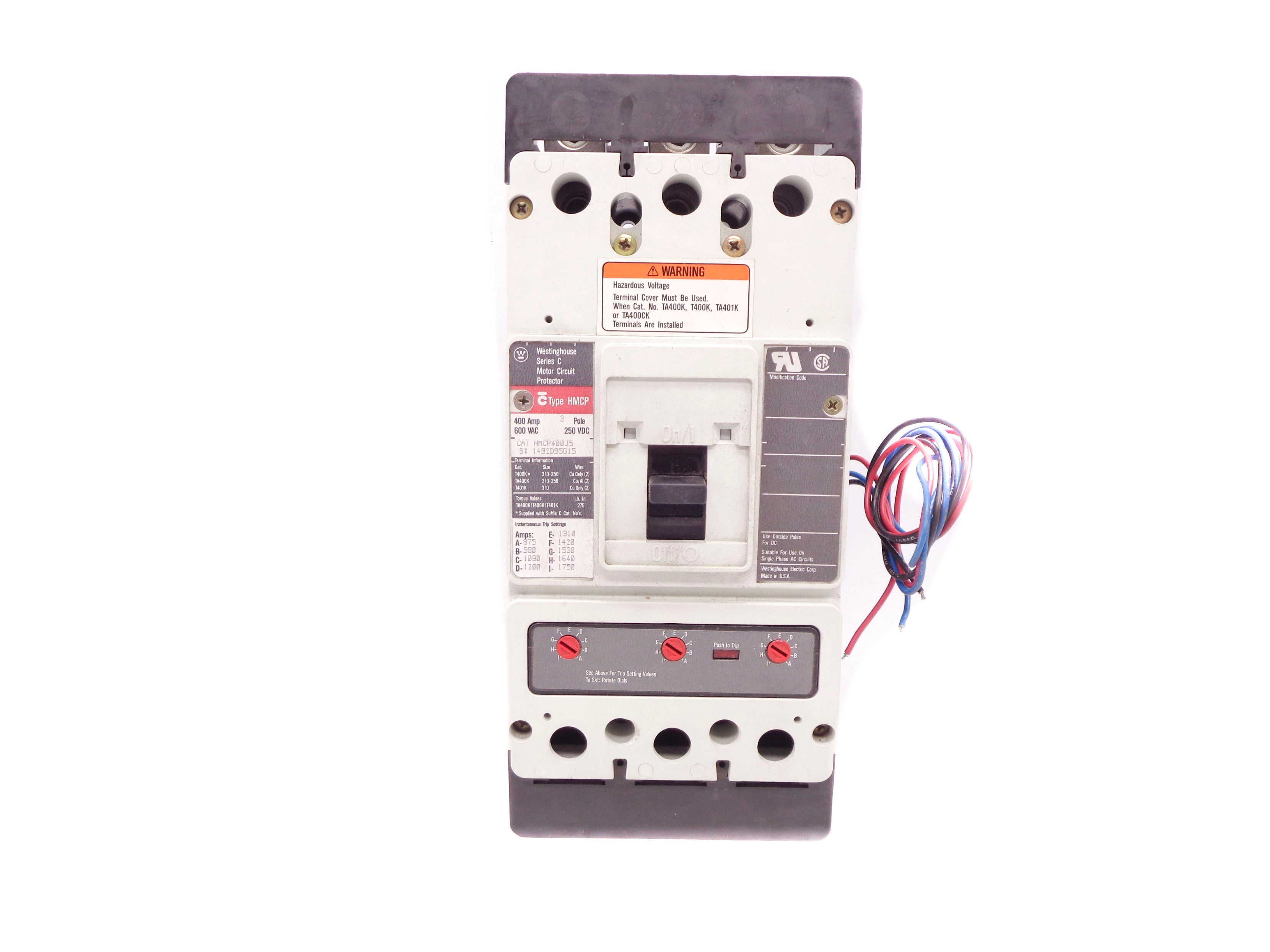 CUTLER HAMMER HMCP400J5 400A 600VAC NSNP
