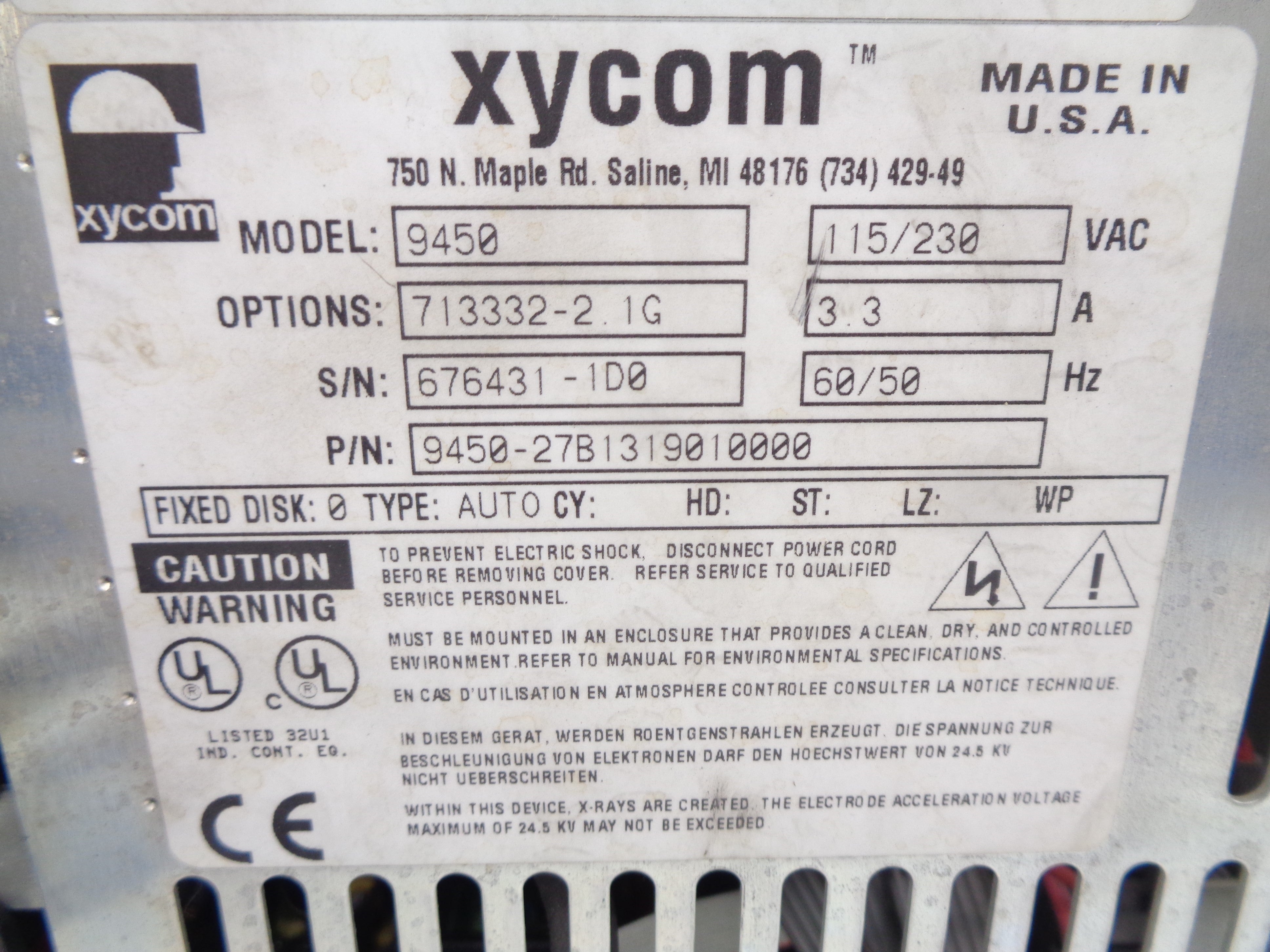 XYCOM 9450-27B1319010000 UNMP