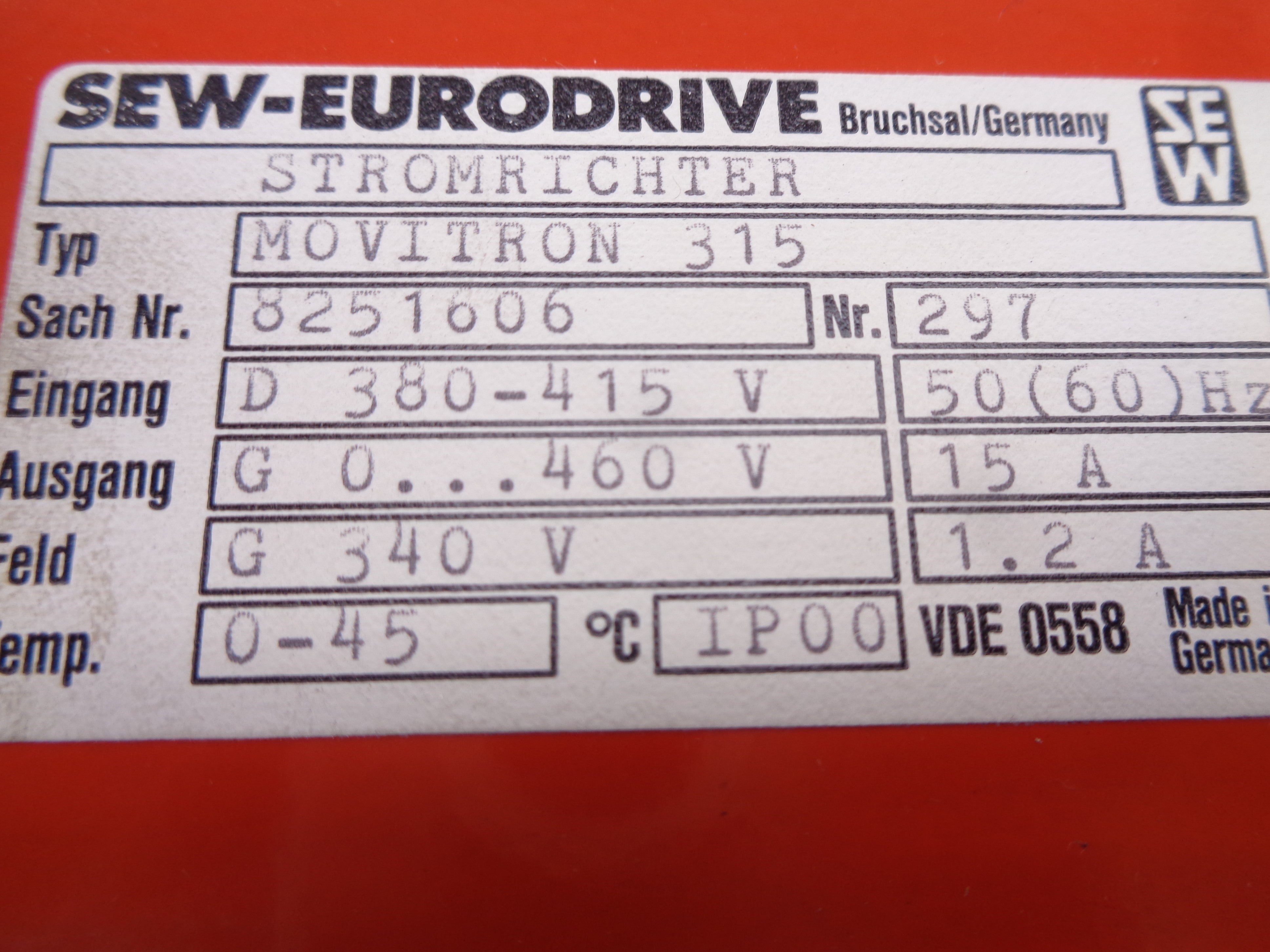 SEW-EURODRIVE MOVITRON 315 NSNP