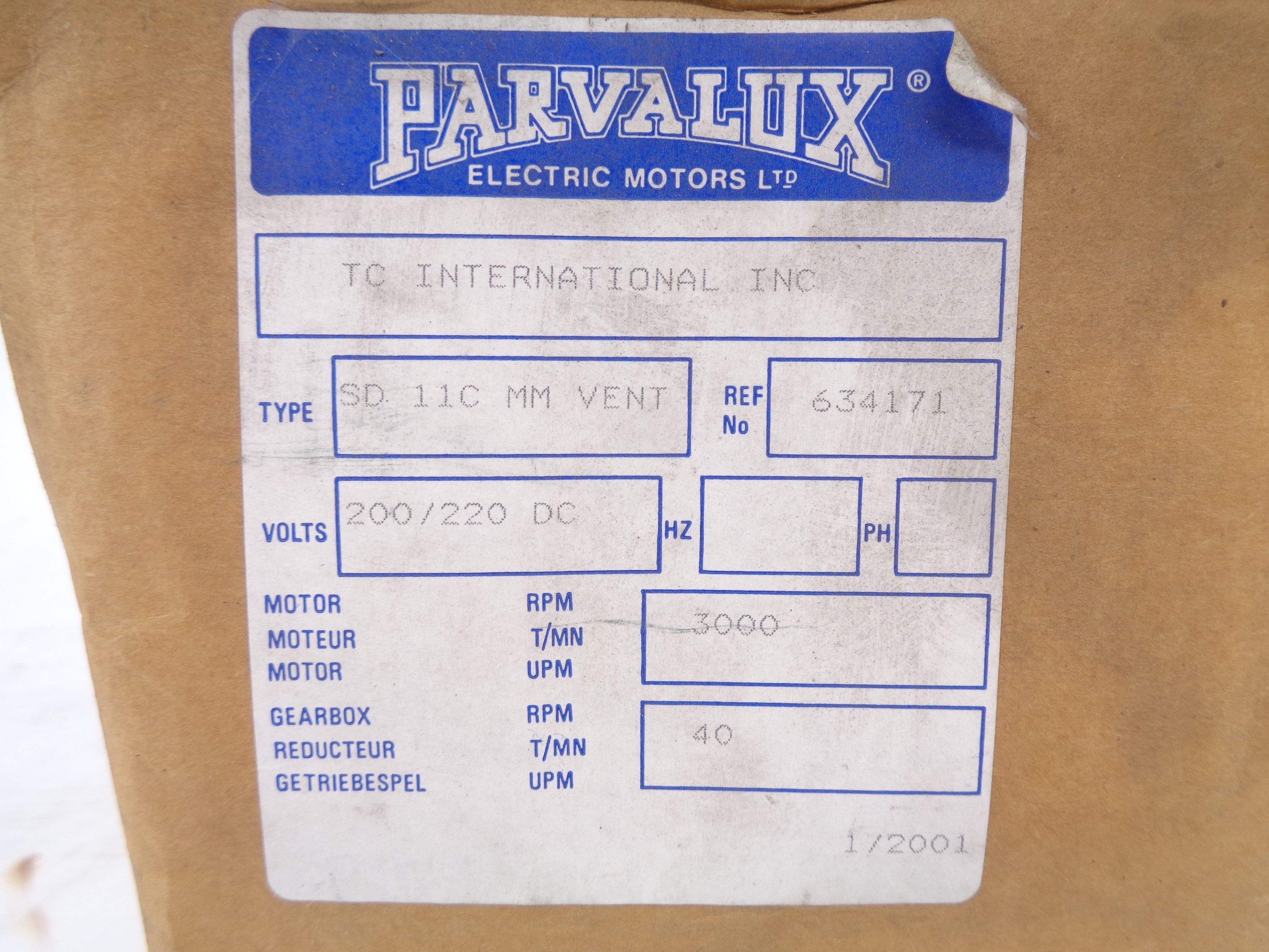 PARVALUX SD11C.MM/634171/00L NSMP