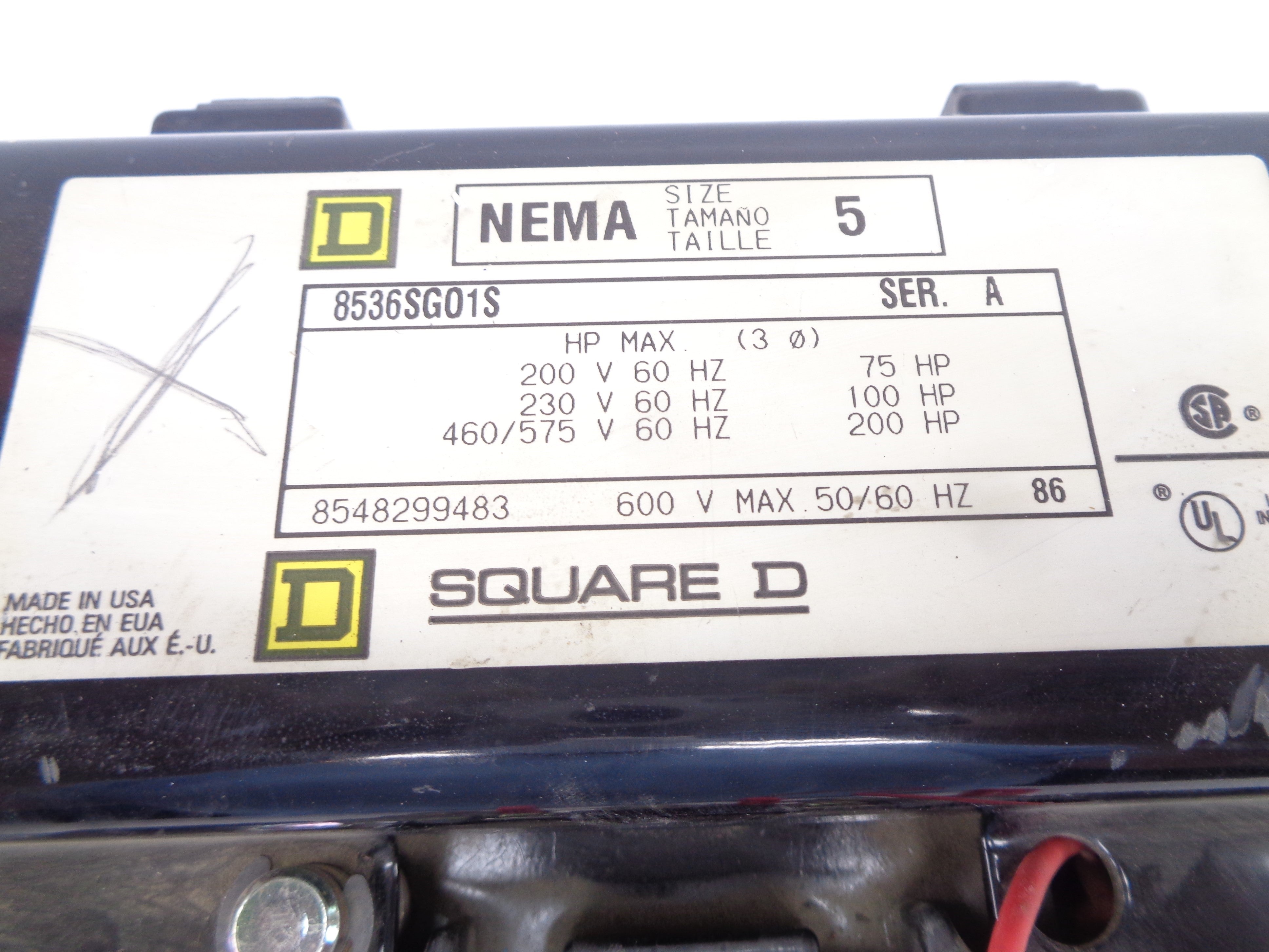 SQUARE D 8536SG01S SER. A UNMP