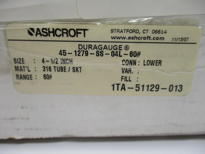 ASHCROFT 45-1279-SS-04L-60# NSMP