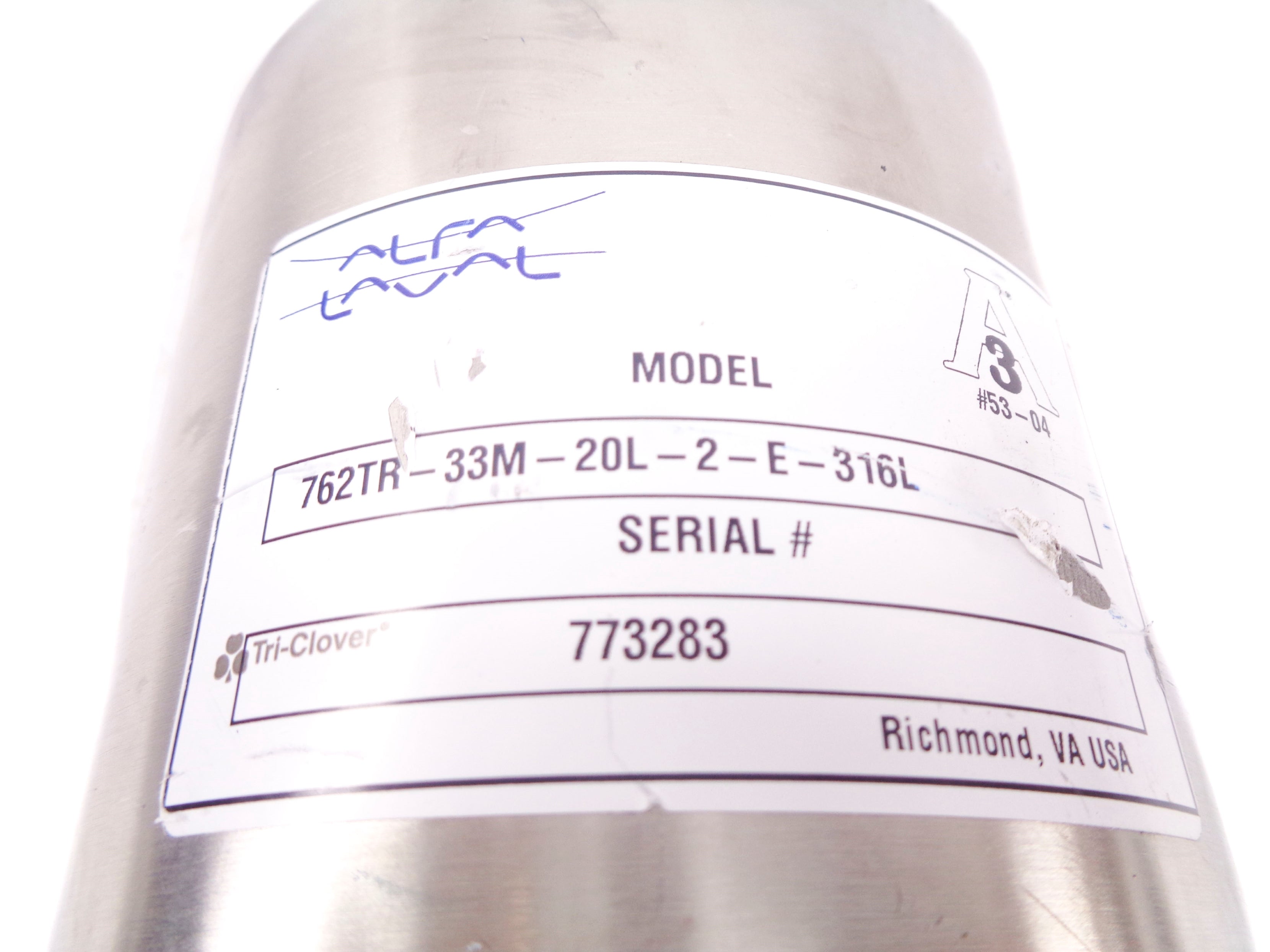 ALFAL LAVAL 762TR-33M-20L-2-E-316L NSNP