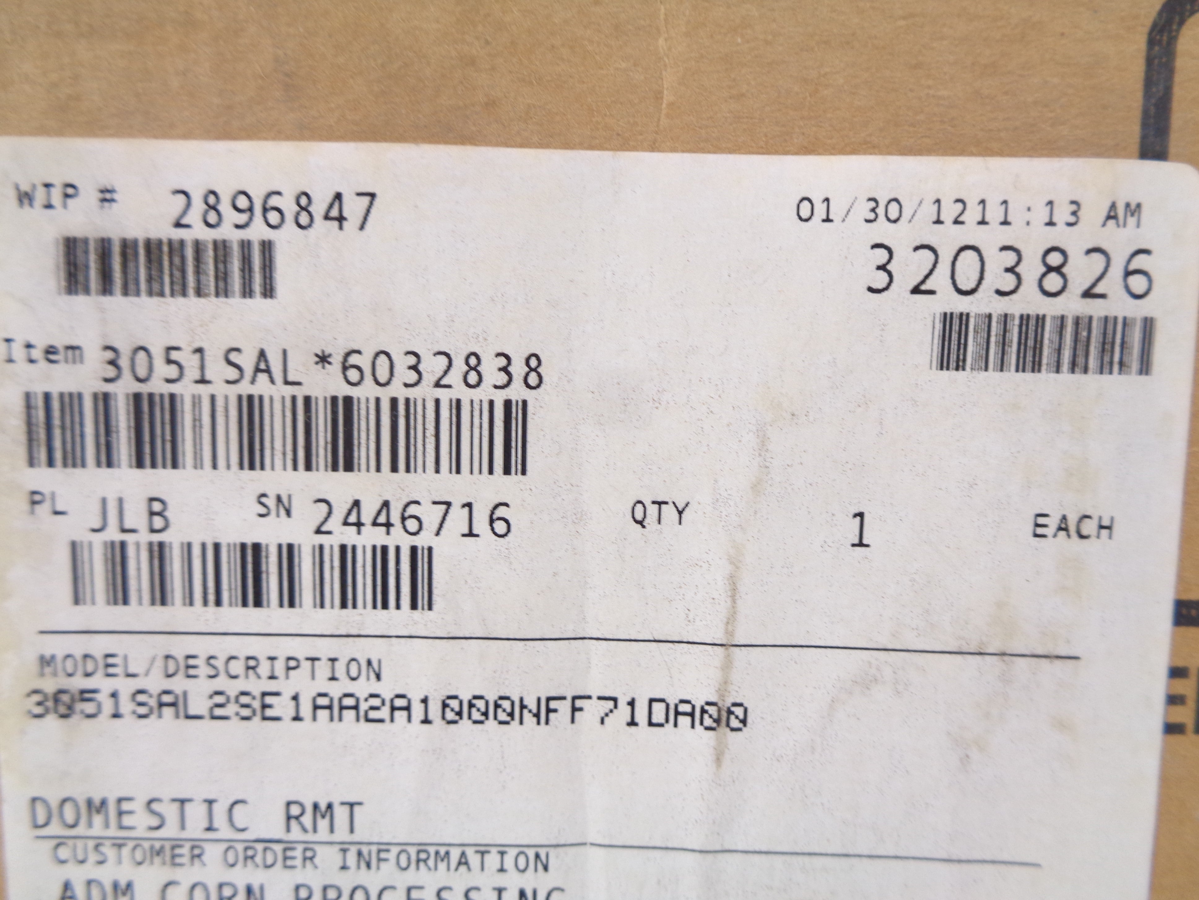 ROSEMOUNT 3051SAL2SE1AA2A1000NFF71DA00 0-30PSI NSMP