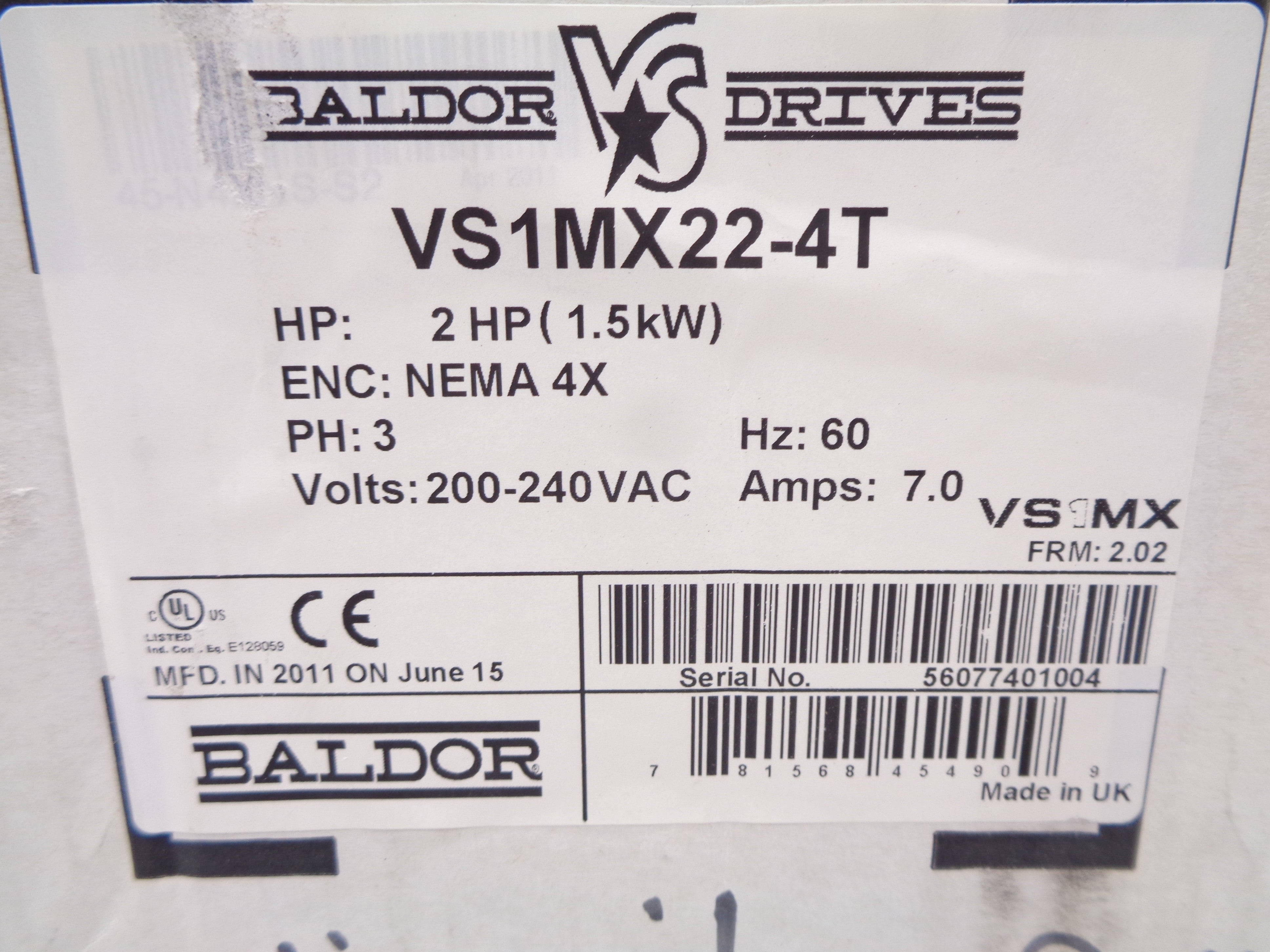 BALDOR VS1MX22-4T NSMP