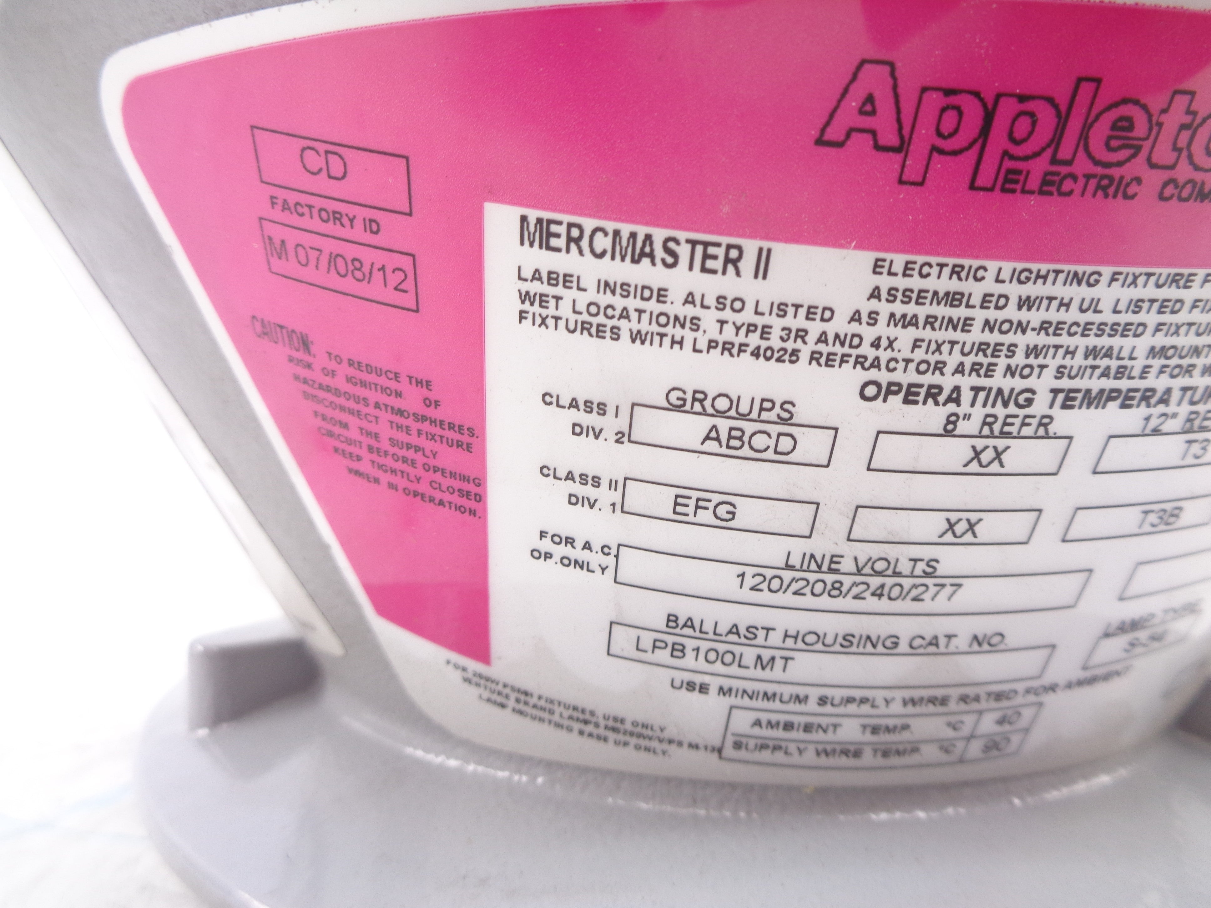APPLETON LPB100LMT 277V 1.30A NSNP