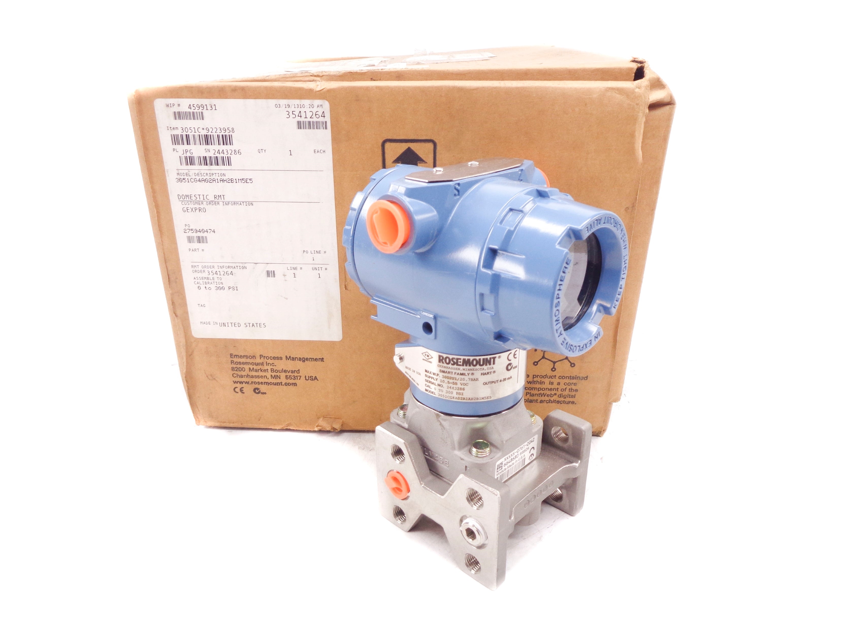 ROSEMOUNT 3051CG4A02A1AH2B1M5E5 300PSI NSMP