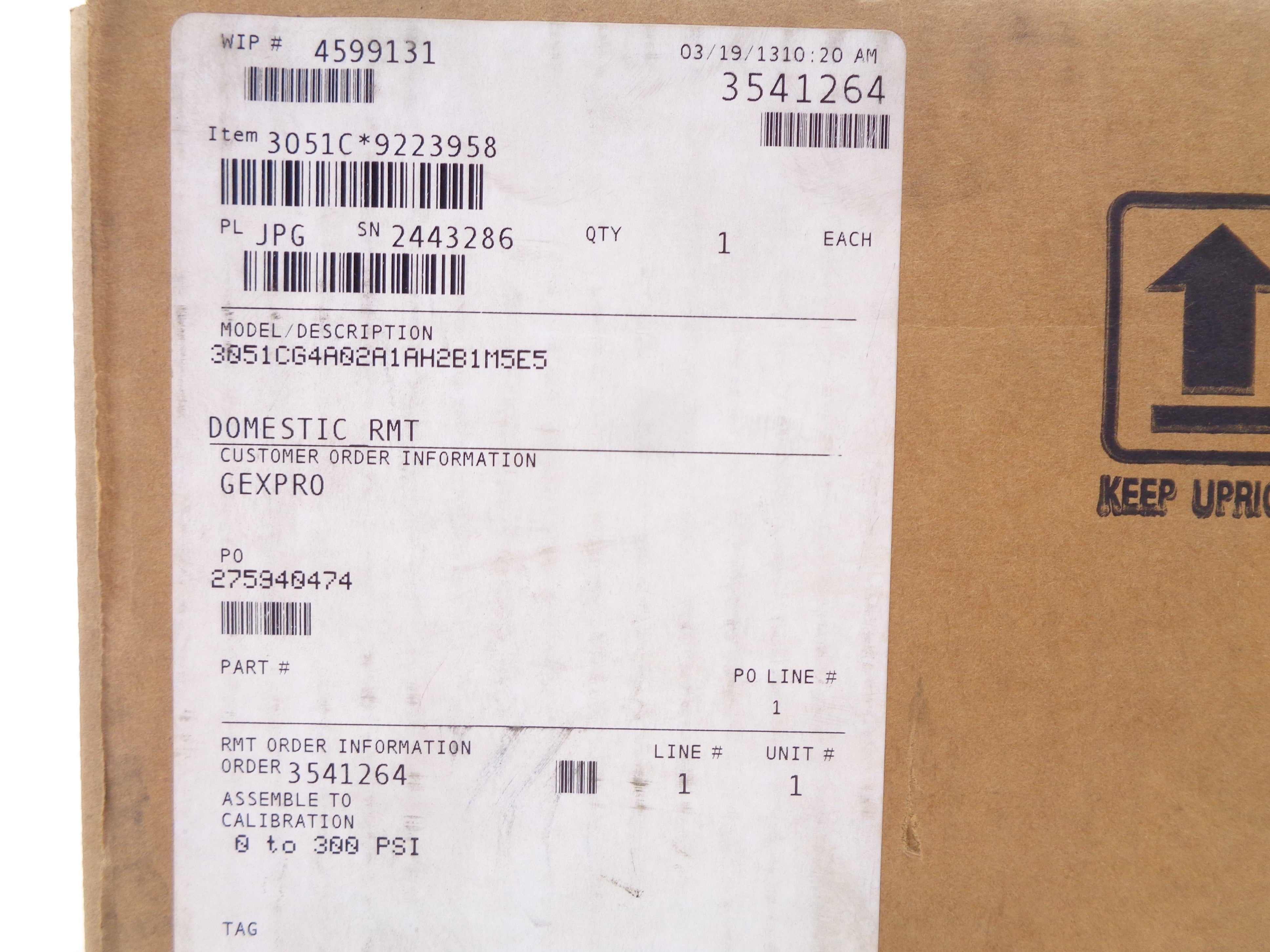 ROSEMOUNT 3051CG4A02A1AH2B1M5E5 300PSI NSMP