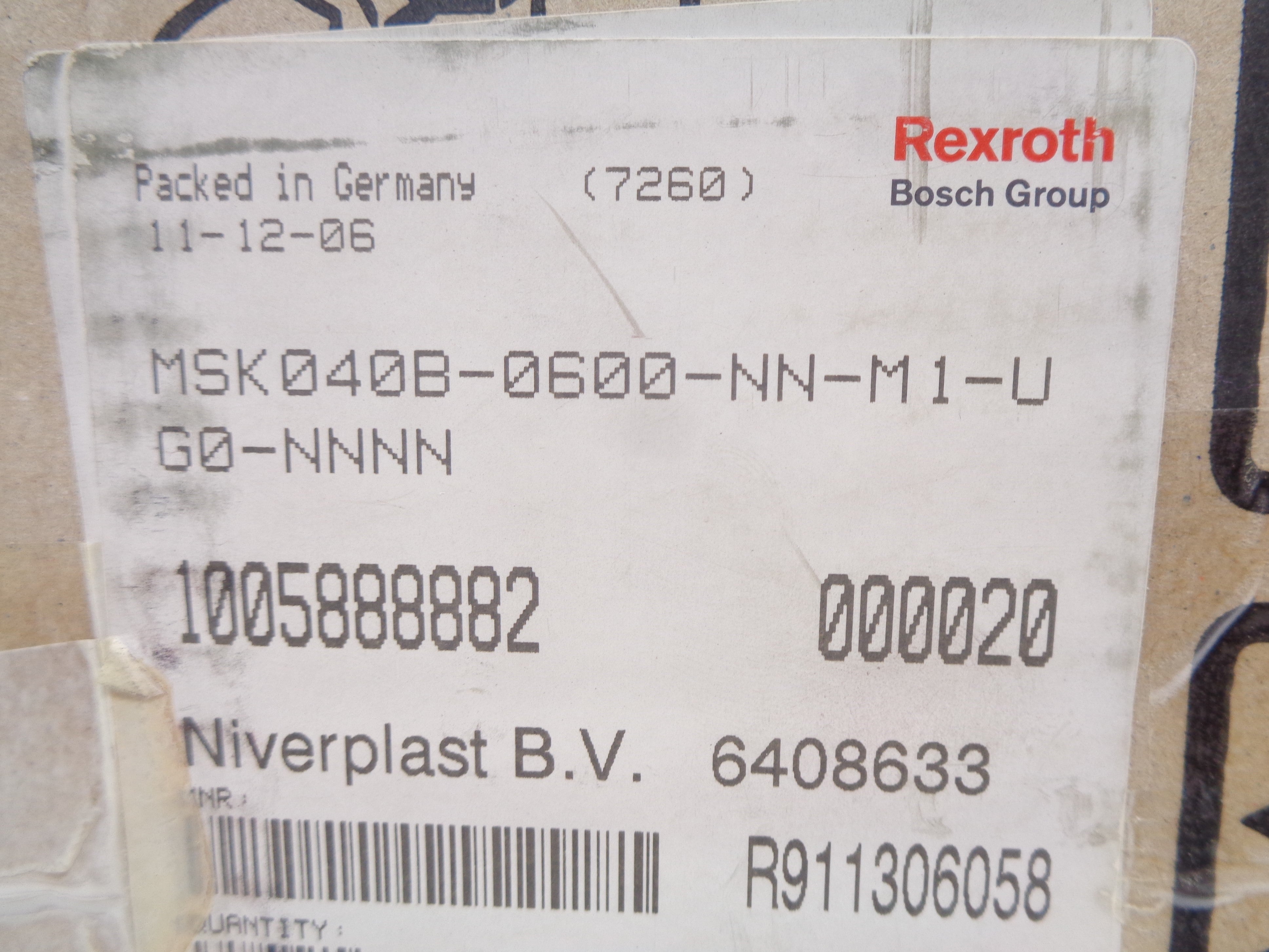 REXROTH MSK040B-0600-NN-M1-UG0-NNNN R911306058 NSMP