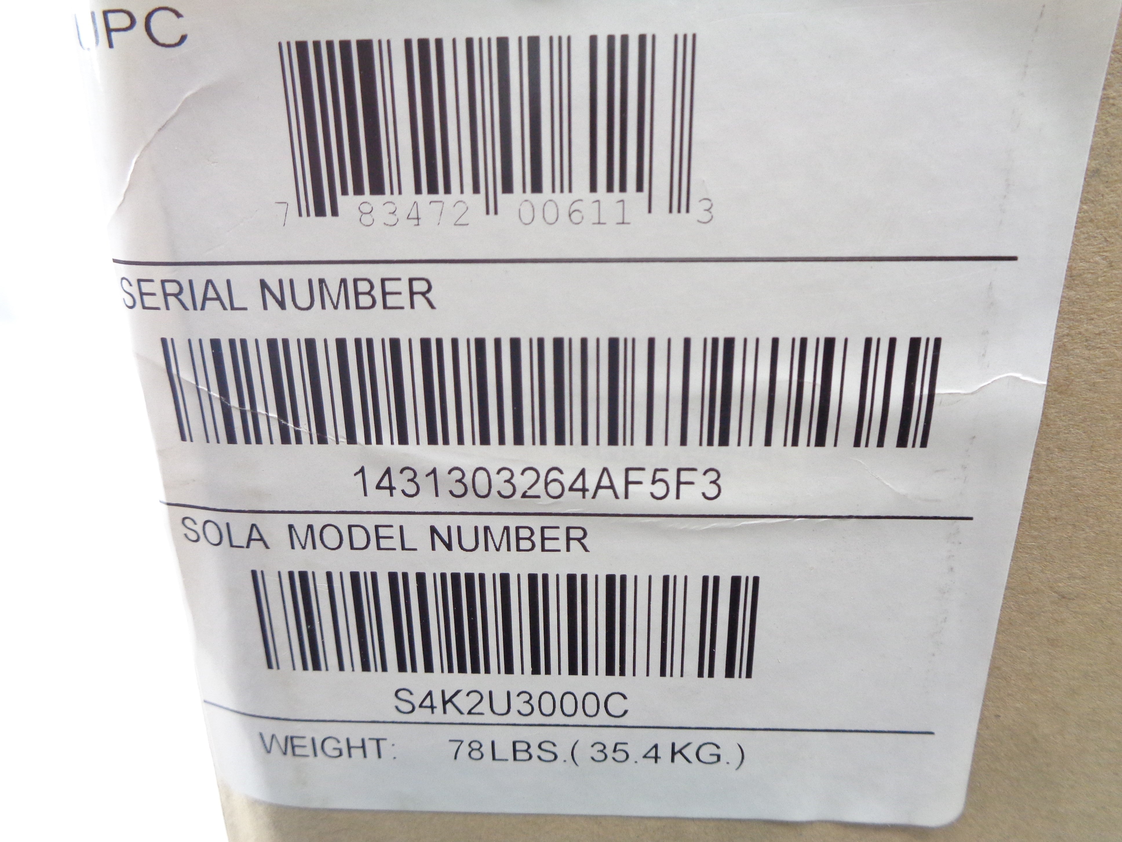 SOLA S4K2U3000C NSMP