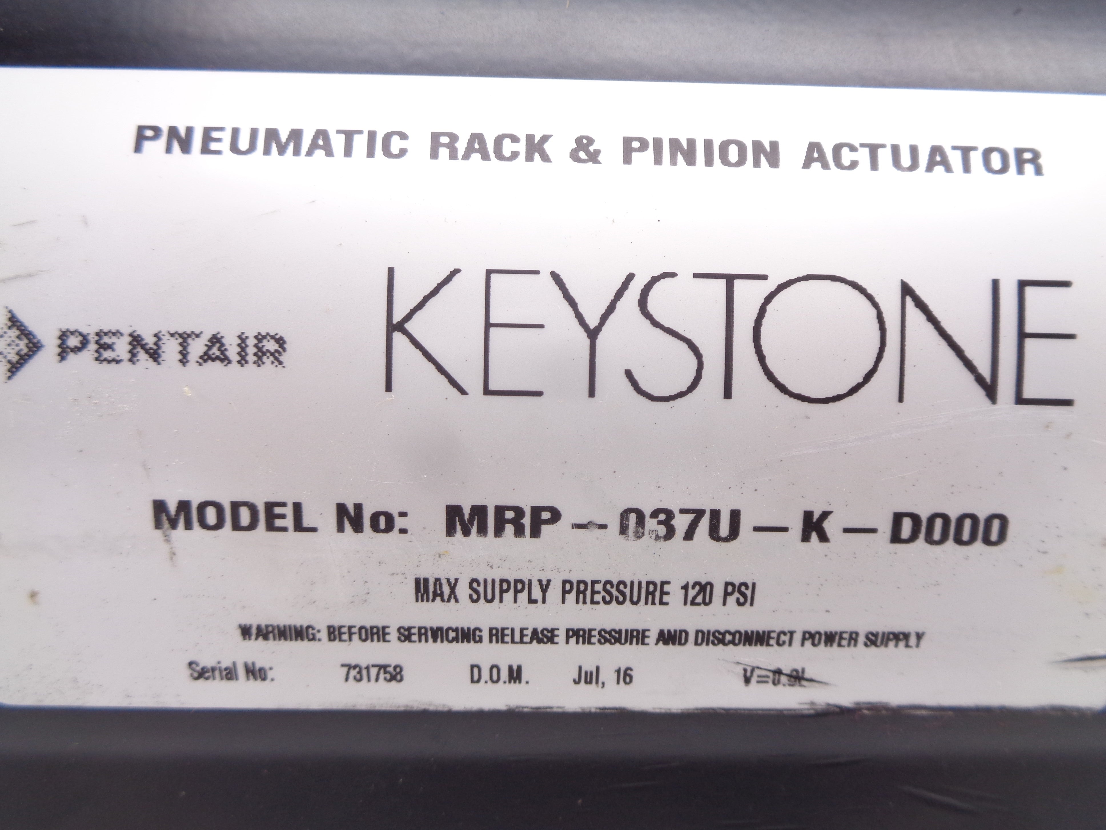 PENTAIR KEYSTONE MRP-037U-K-D000 120PSI NSNP