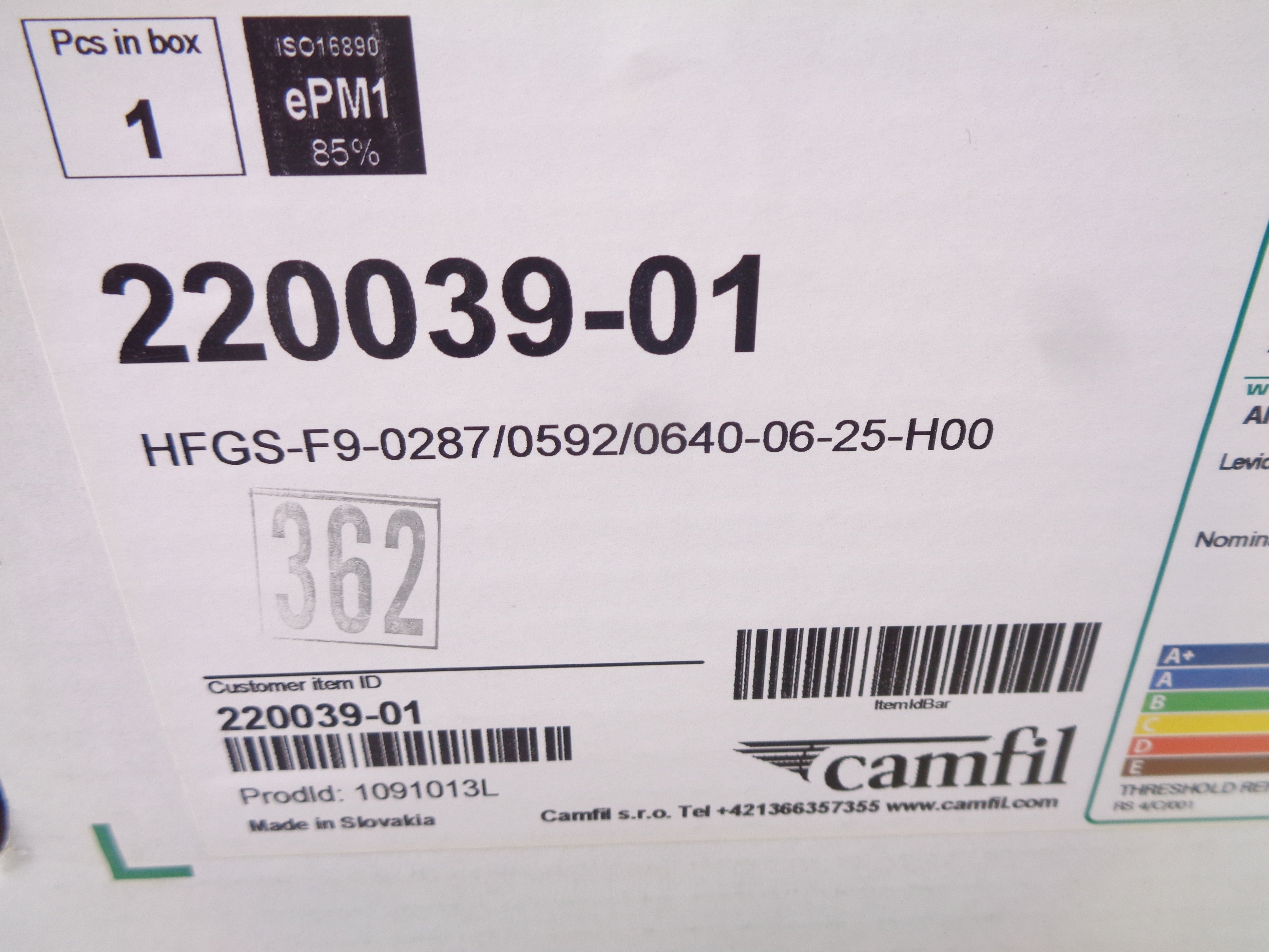 CAMFIL FARR HFGS-F7-0592/0287/0640-06-25-H00 NSMP