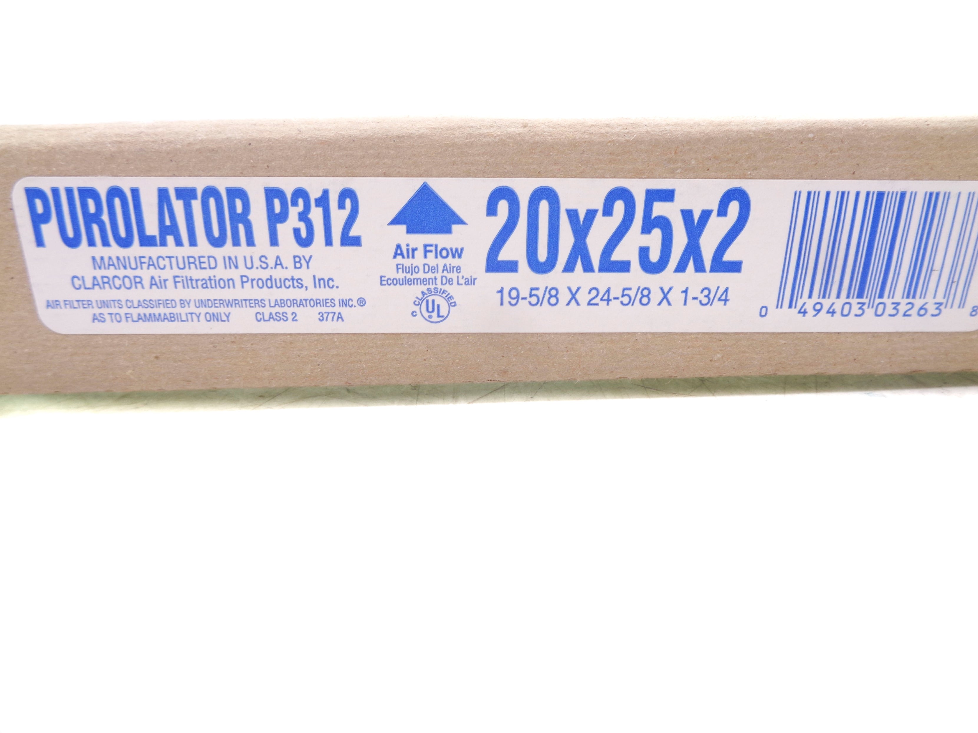 PUROLATOR P312 20X25X2 NSNP
