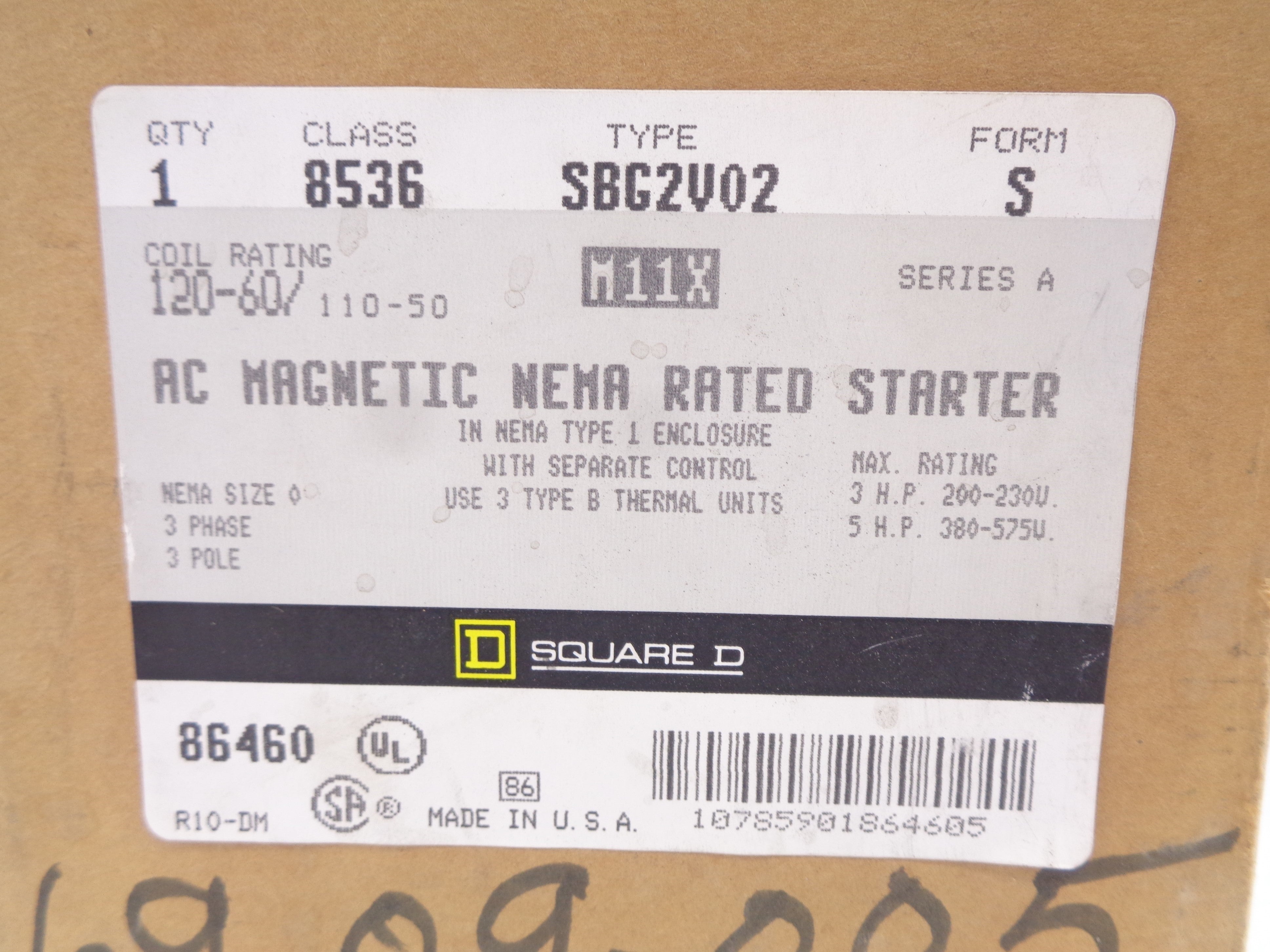 SQUARE D 8536SBG2V02S SER. A NSMP