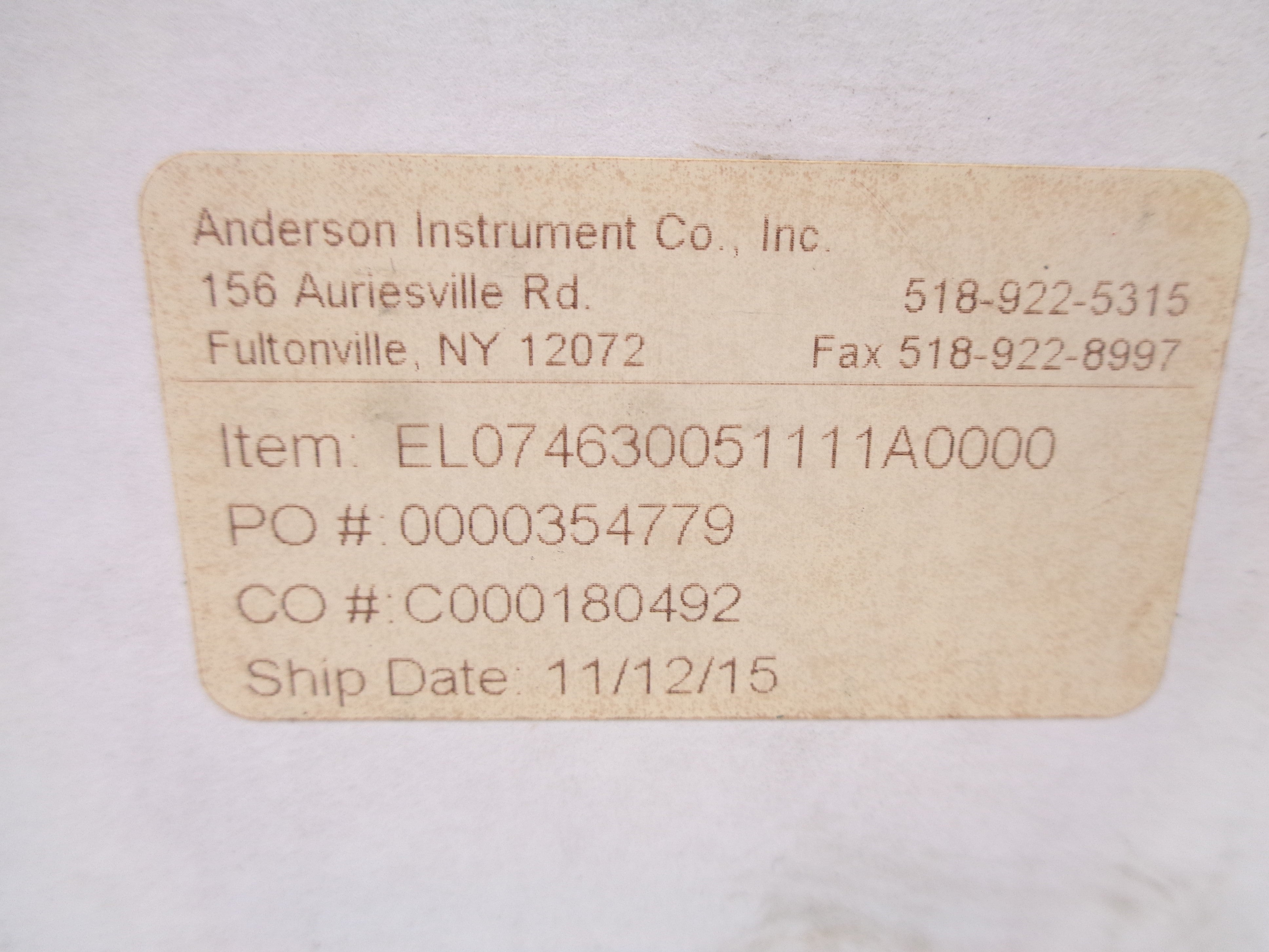 ANDERSON INSTRUMENT EL074630051111A0000 0-160PSI NSMP