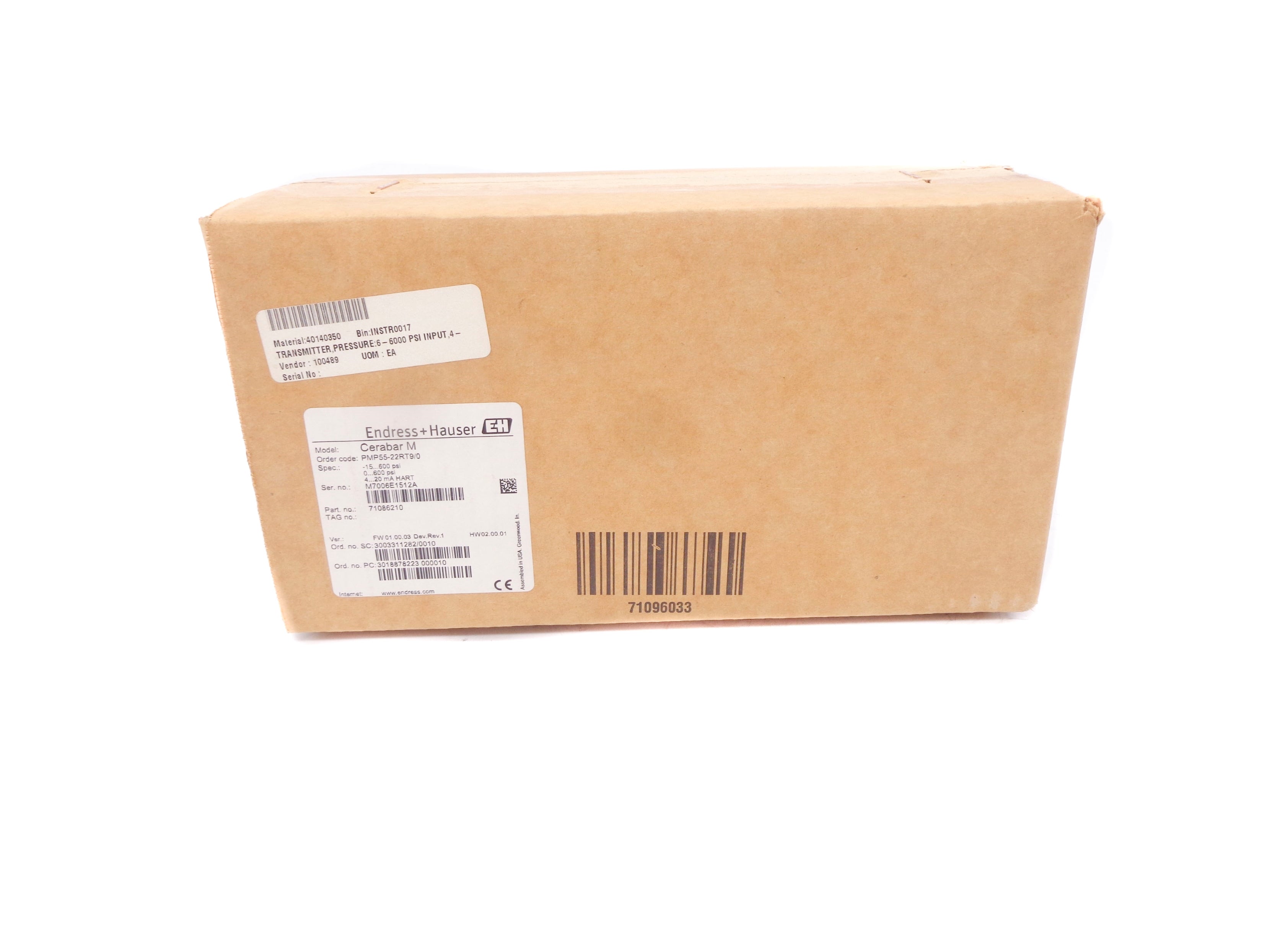 ENDRESS+HAUSER PMP55-22RT9/0 0-600PSI NSFS