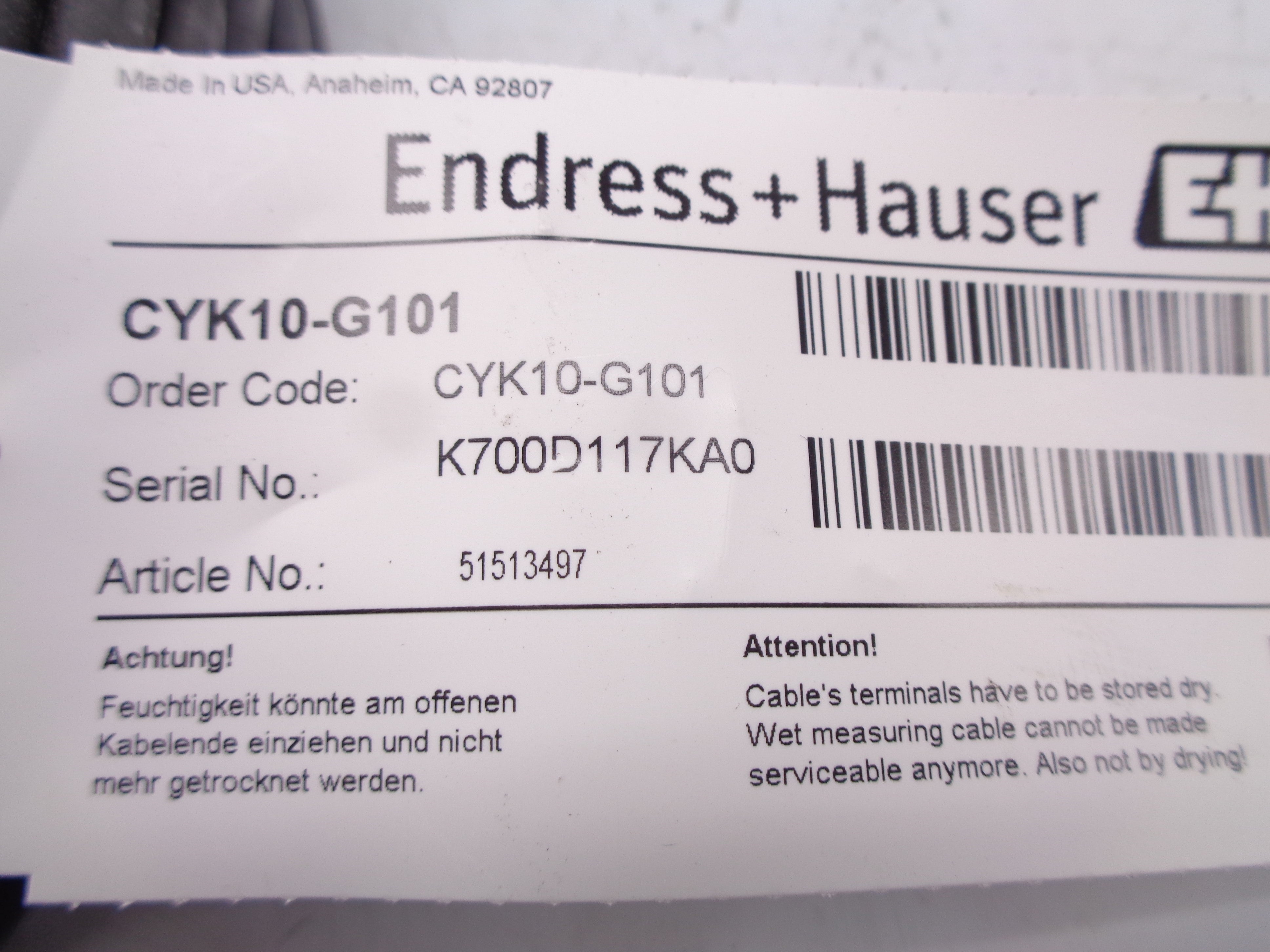 ENDRESS+HAUSER CYK10-G101 NSNP