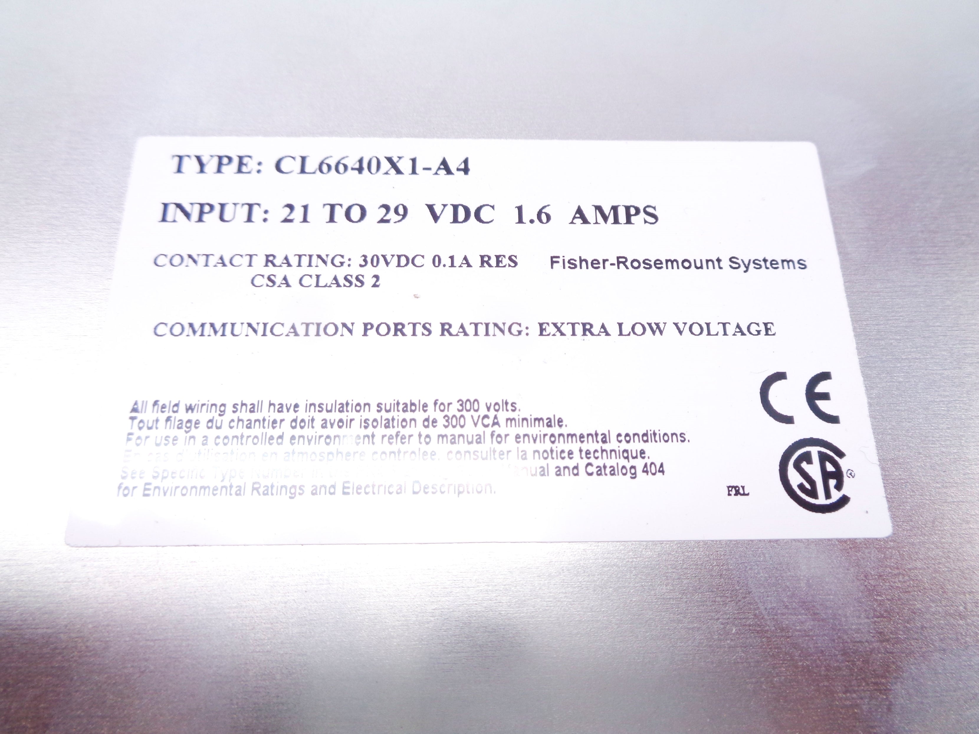 FISHER ROSEMOUNT CL6640X1-A4 UNMP