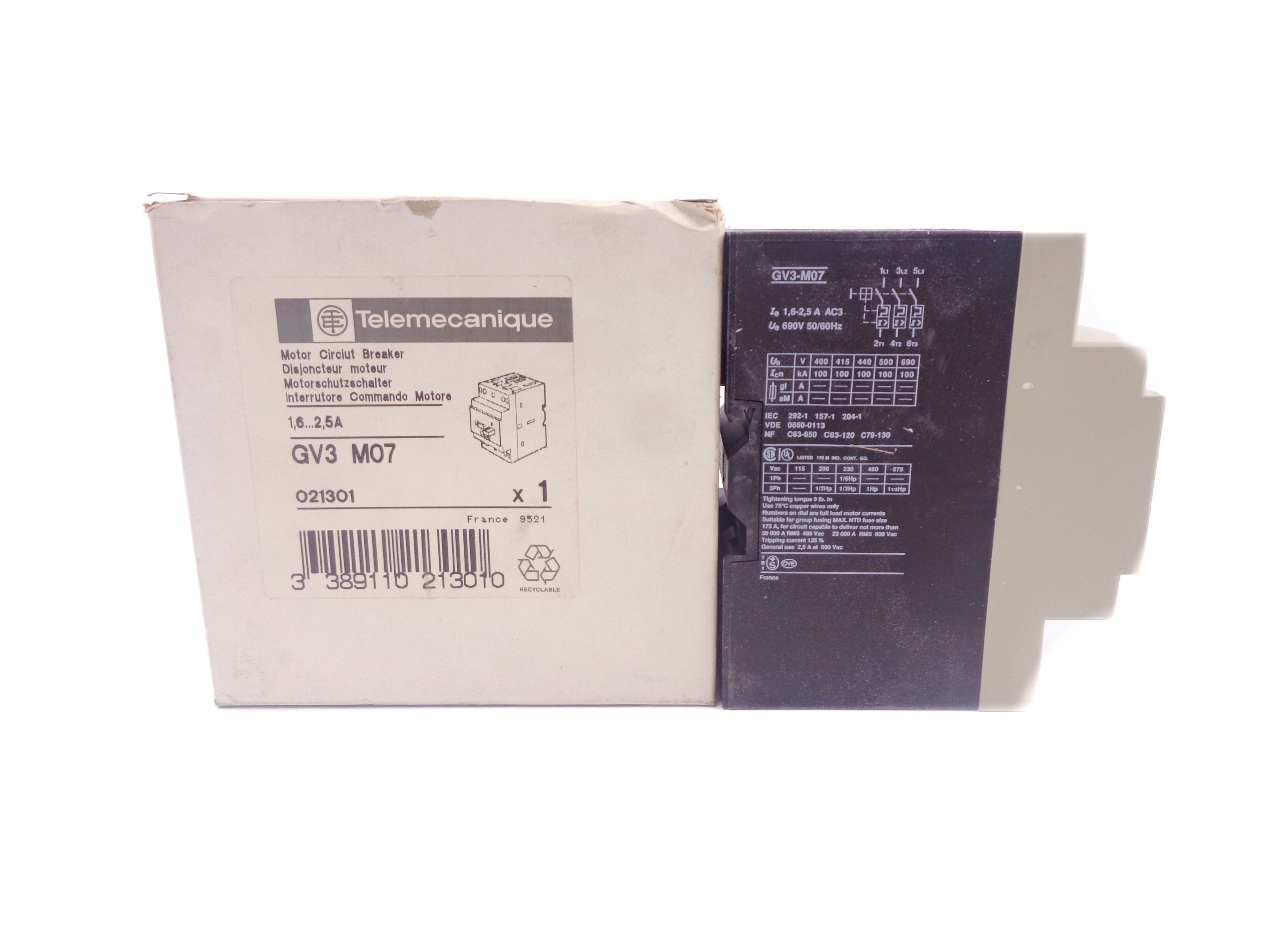 TELEMECANIQUE GV3M07 1.6-2.5A NSMP