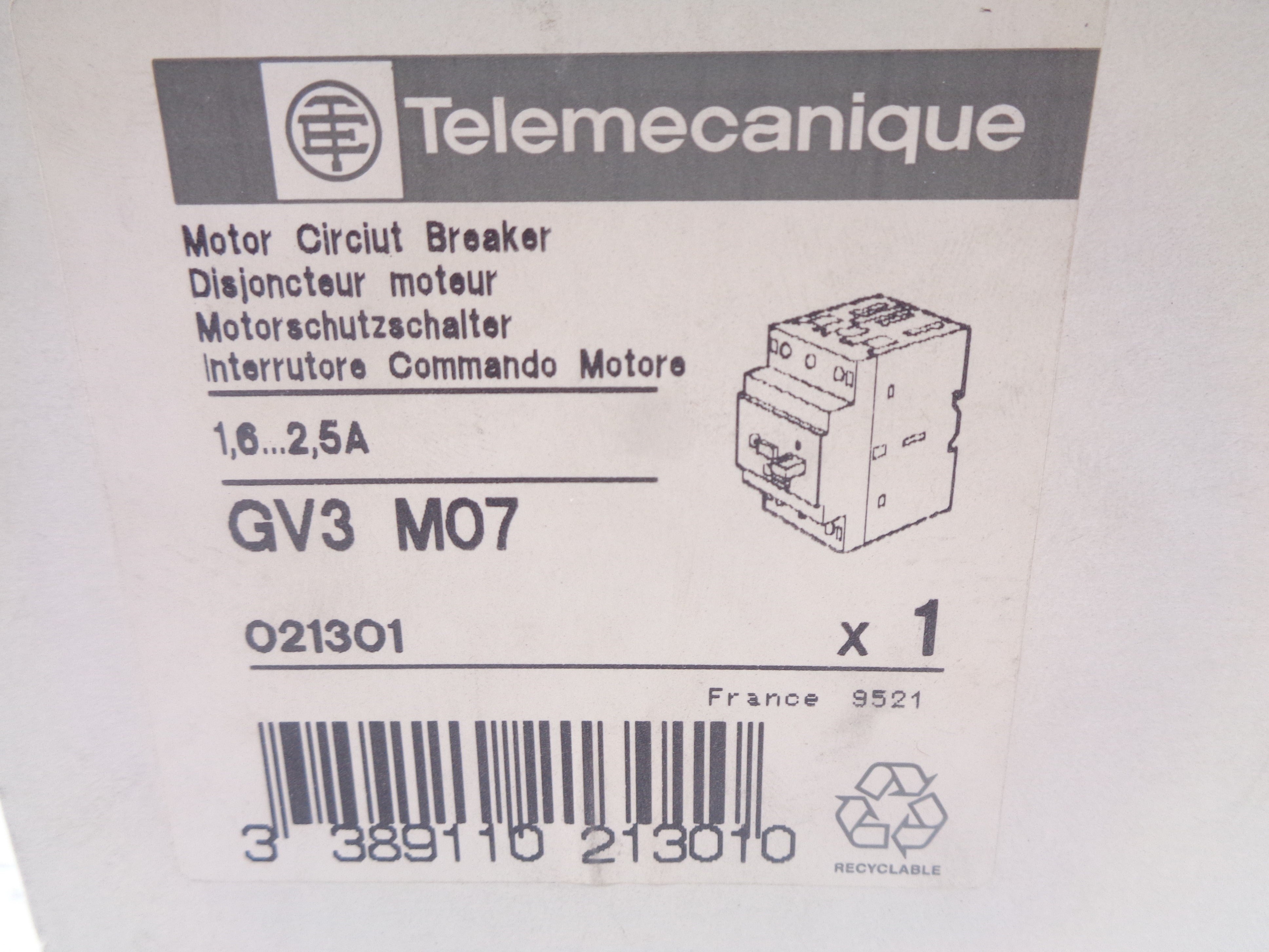 TELEMECANIQUE GV3M07 1.6-2.5A NSMP