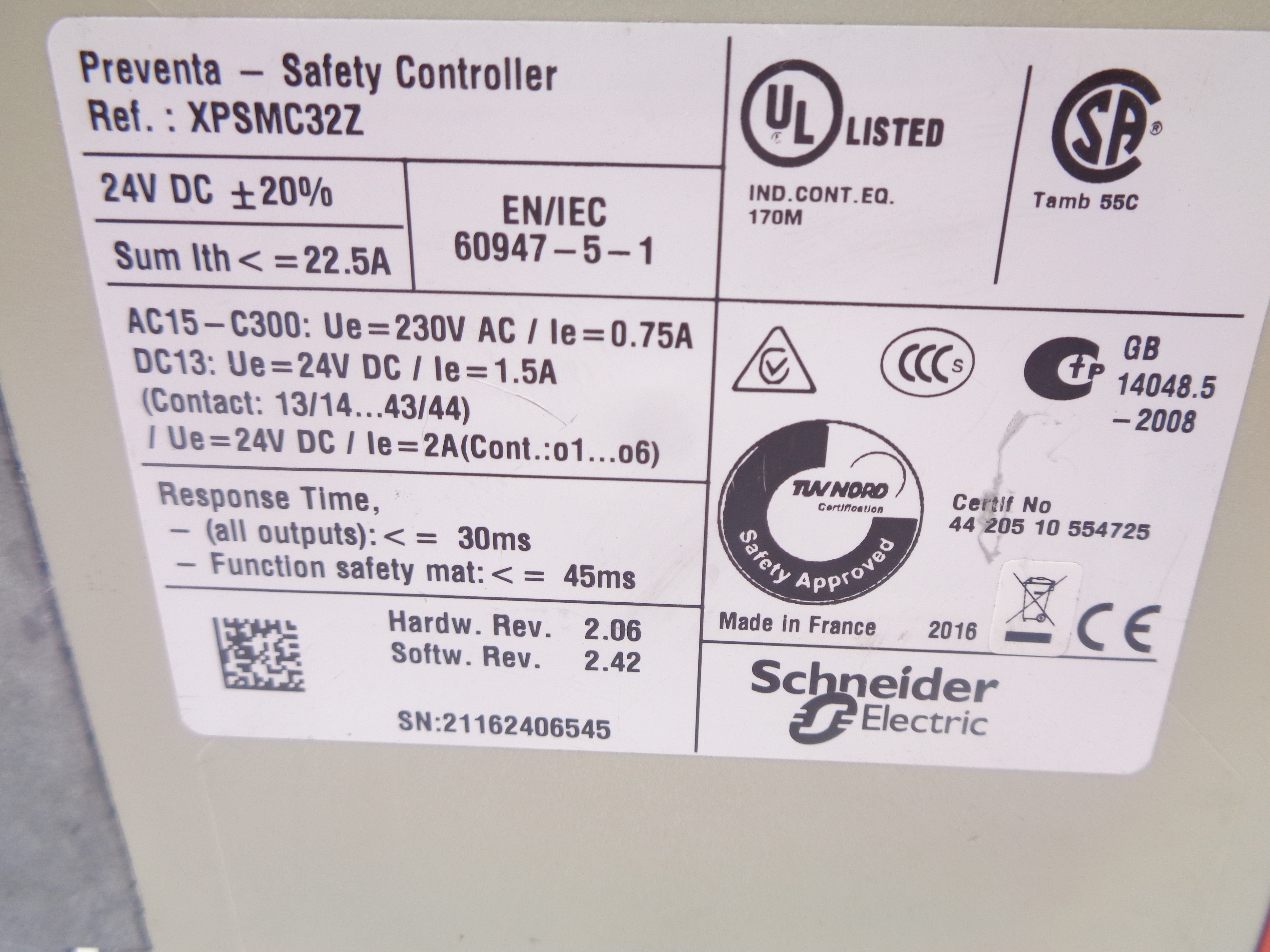 SCHNEIDER ELECTRIC XPSMC32Z UNMP