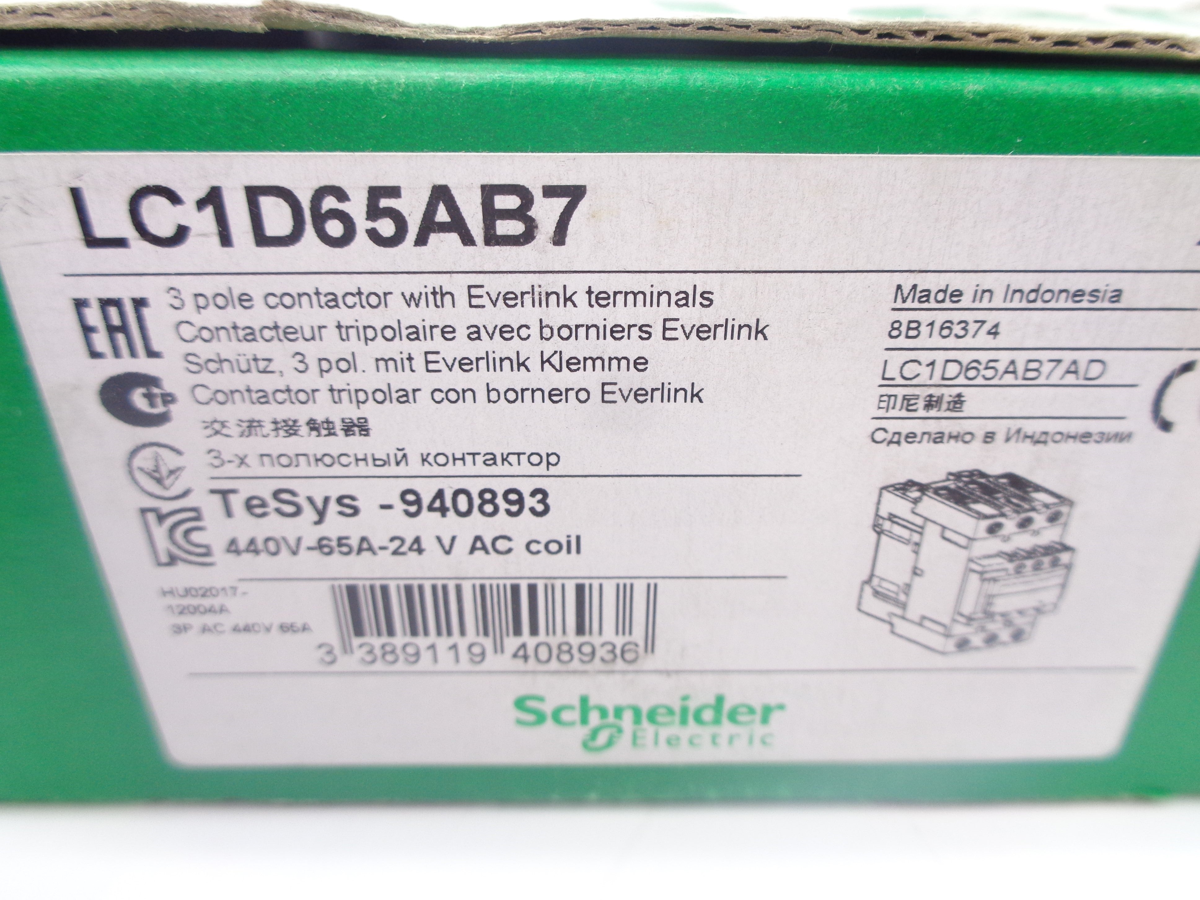 SCHNEIDER ELECTRIC LC1D65AB7 24V NSMP