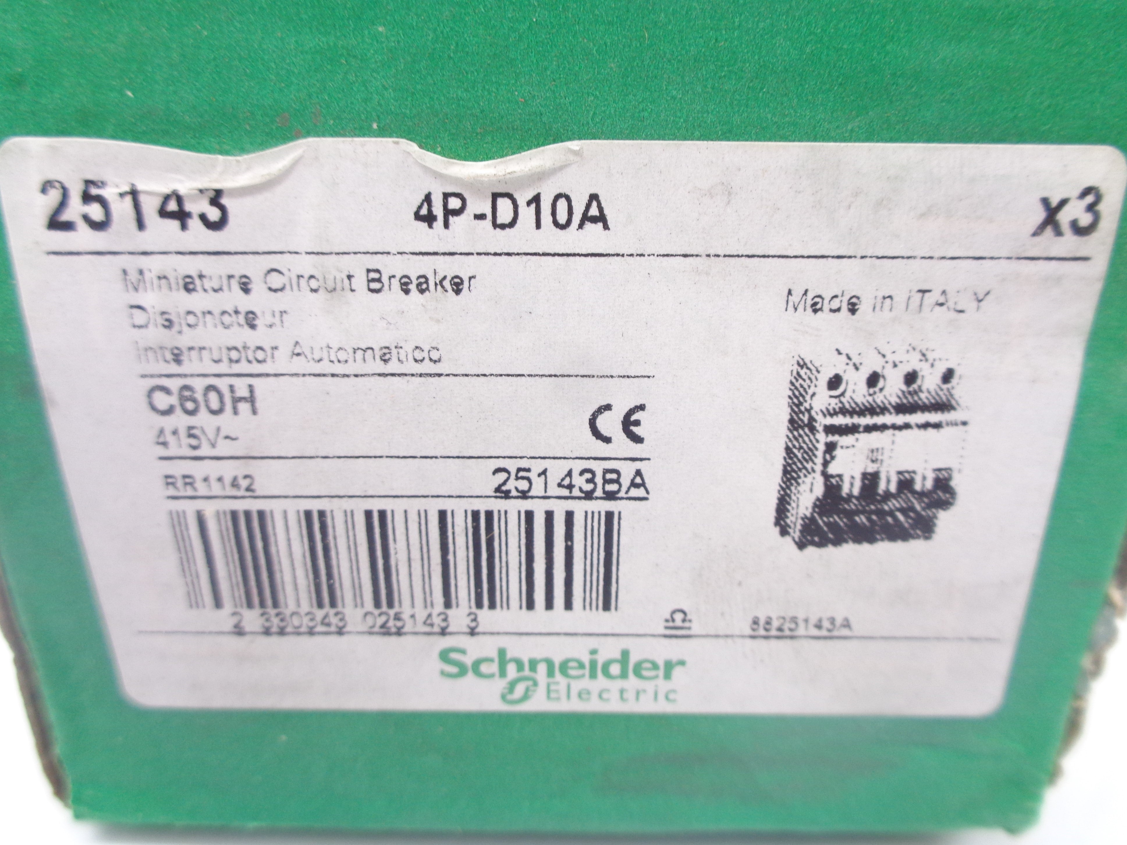 SCHNEIDER ELECTRIC 25143 415V 10A (PKG OF 3) NSMP